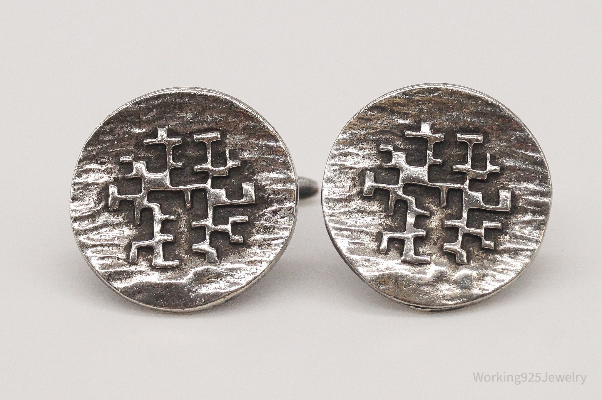 Vintage French Designer MF Sterling Silver Cufflinks