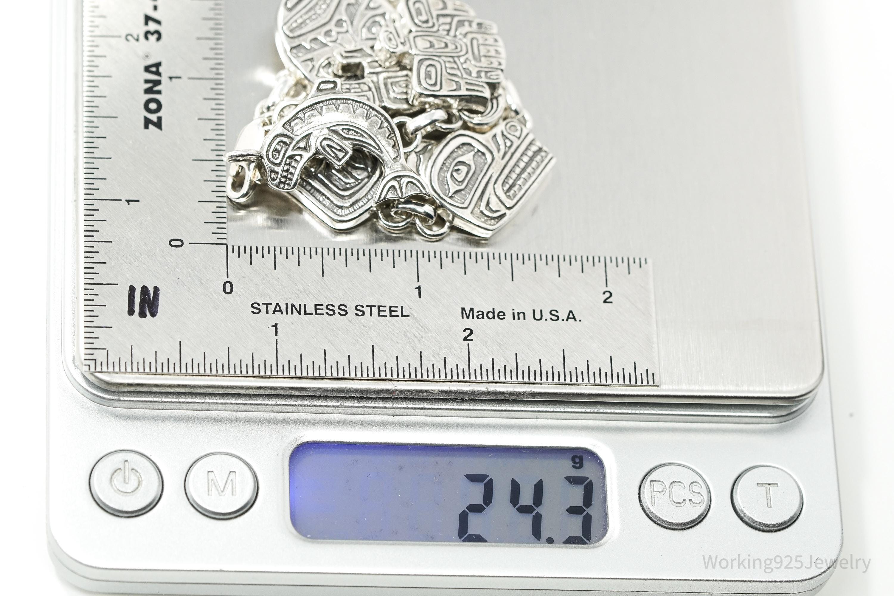 Rare Vintage 1994 Native American Carol Felley Sterling Silver Bracelet 7.25"