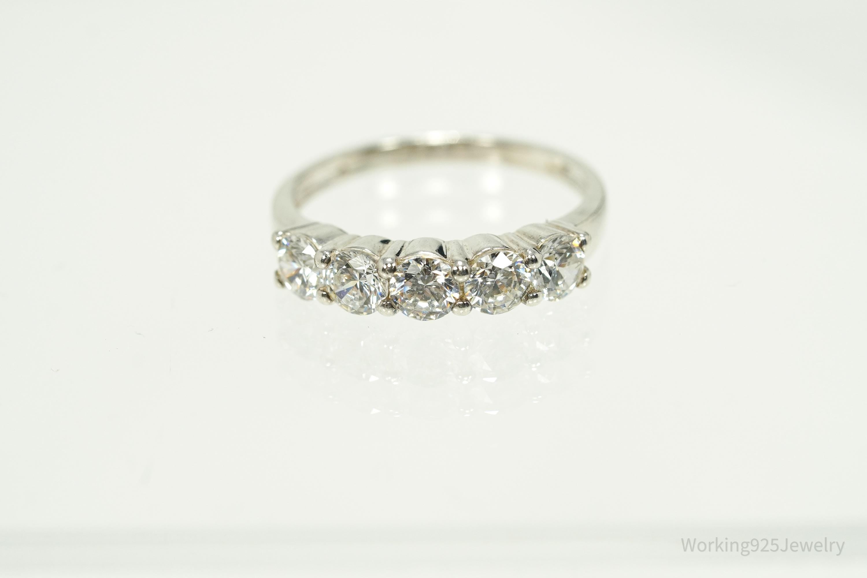 Vintage Diamonique Cubic Zirconia Sterling Silver Ring - Size 7