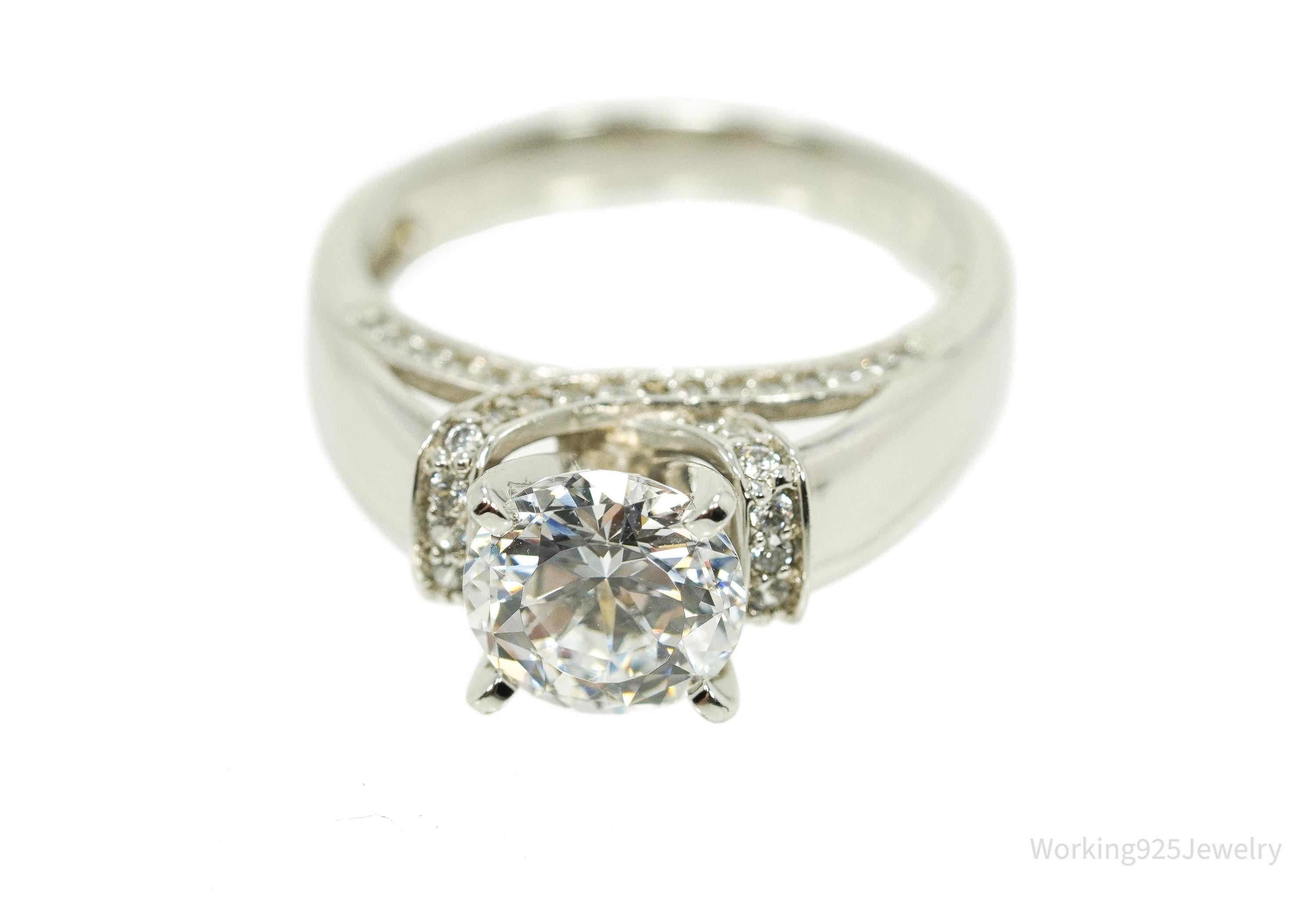 Vintage Designer SW Cubic Zirconia Sterling Silver Ring - Size 7.25