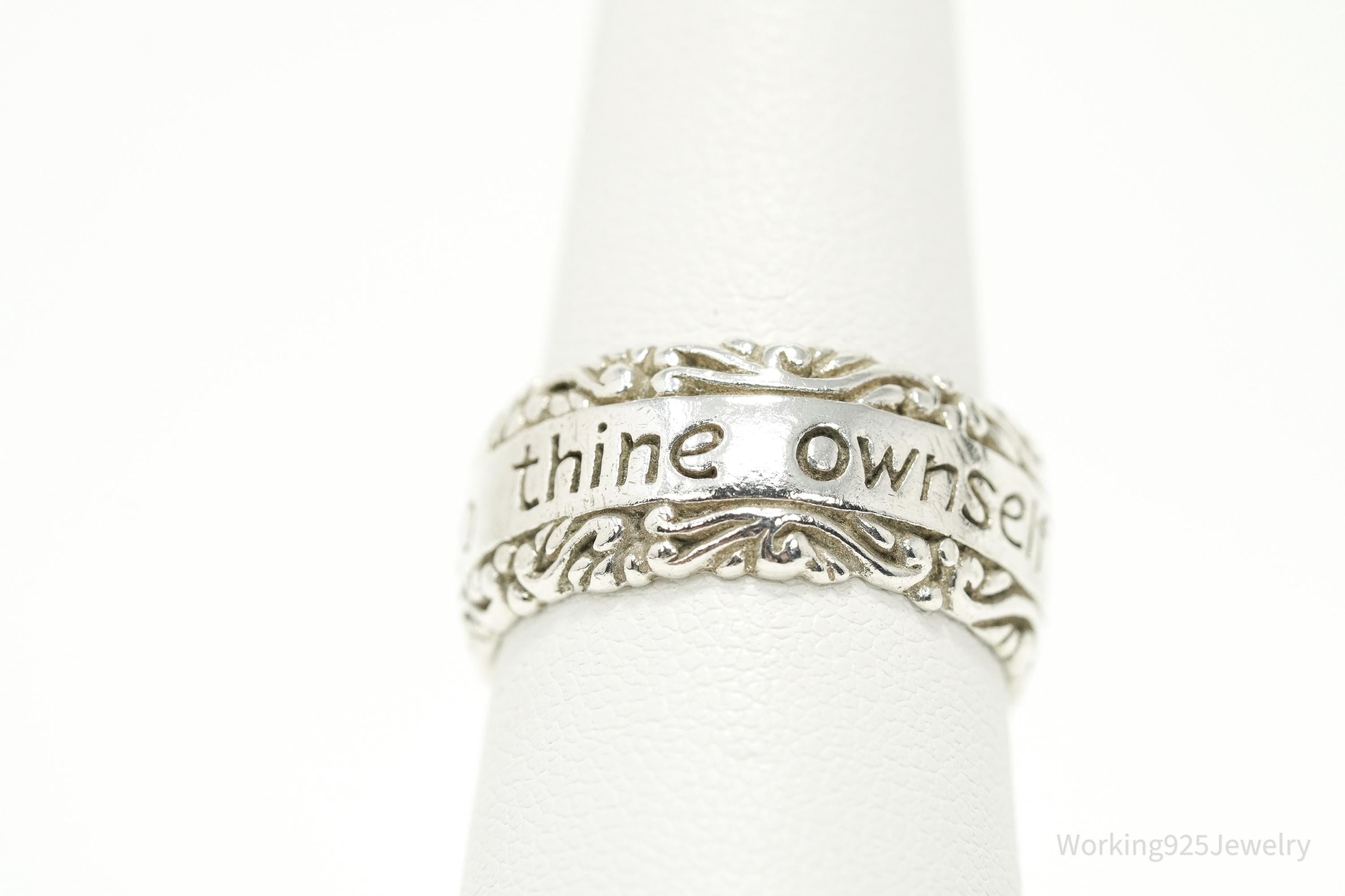 Vintage "To Thine Own Self Be True" Quote Sterling Silver Ring - Size 7.75