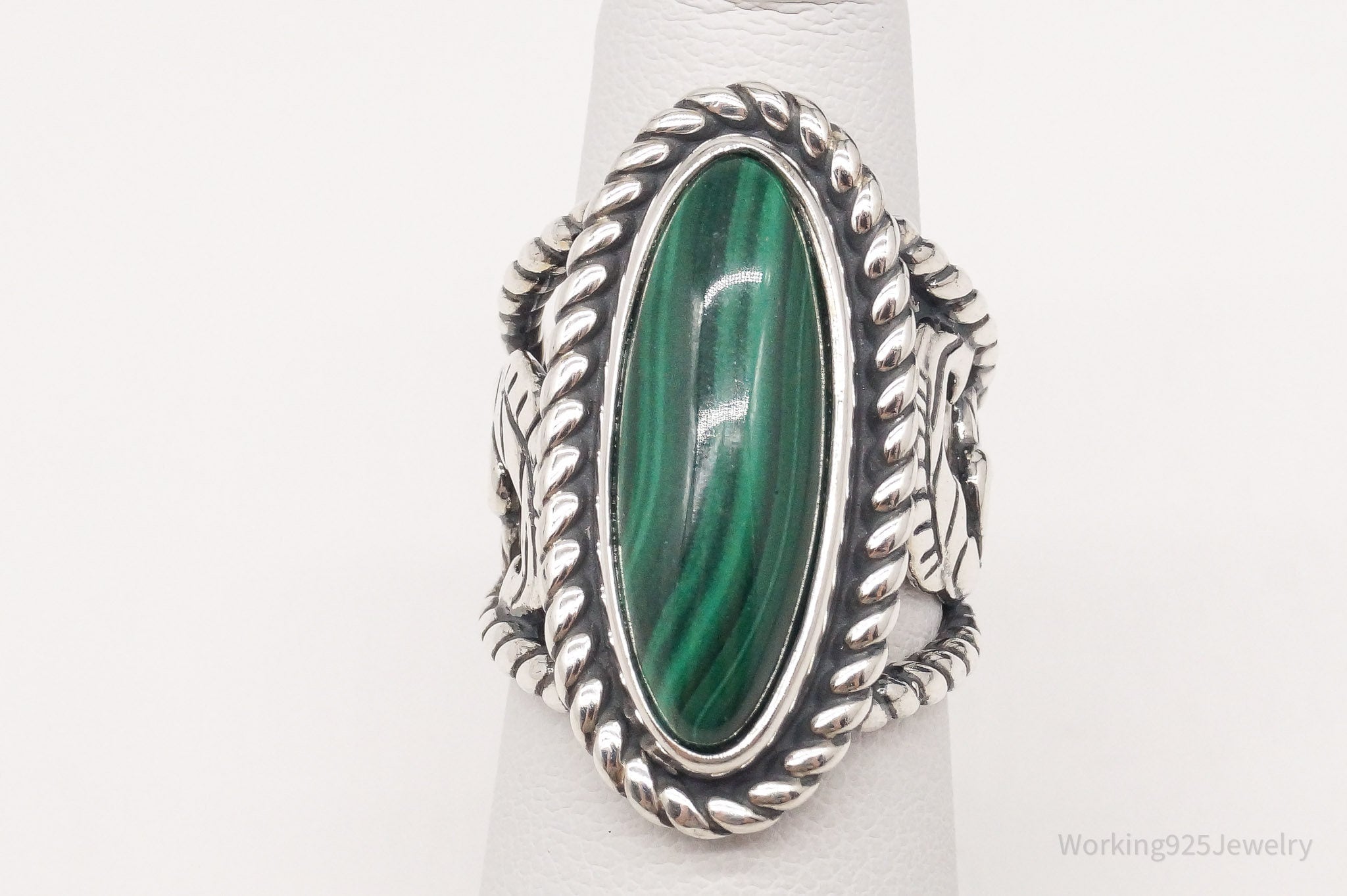 Vintage Carolyn Pollack Relios AW Malachite Sterling Silver Ring - Size 5