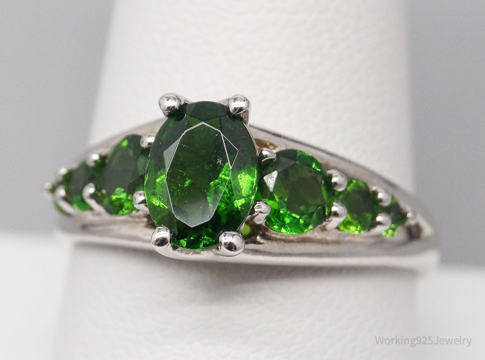 JTV Green Chrome Diopside Sterling Silver Ring - Size 10