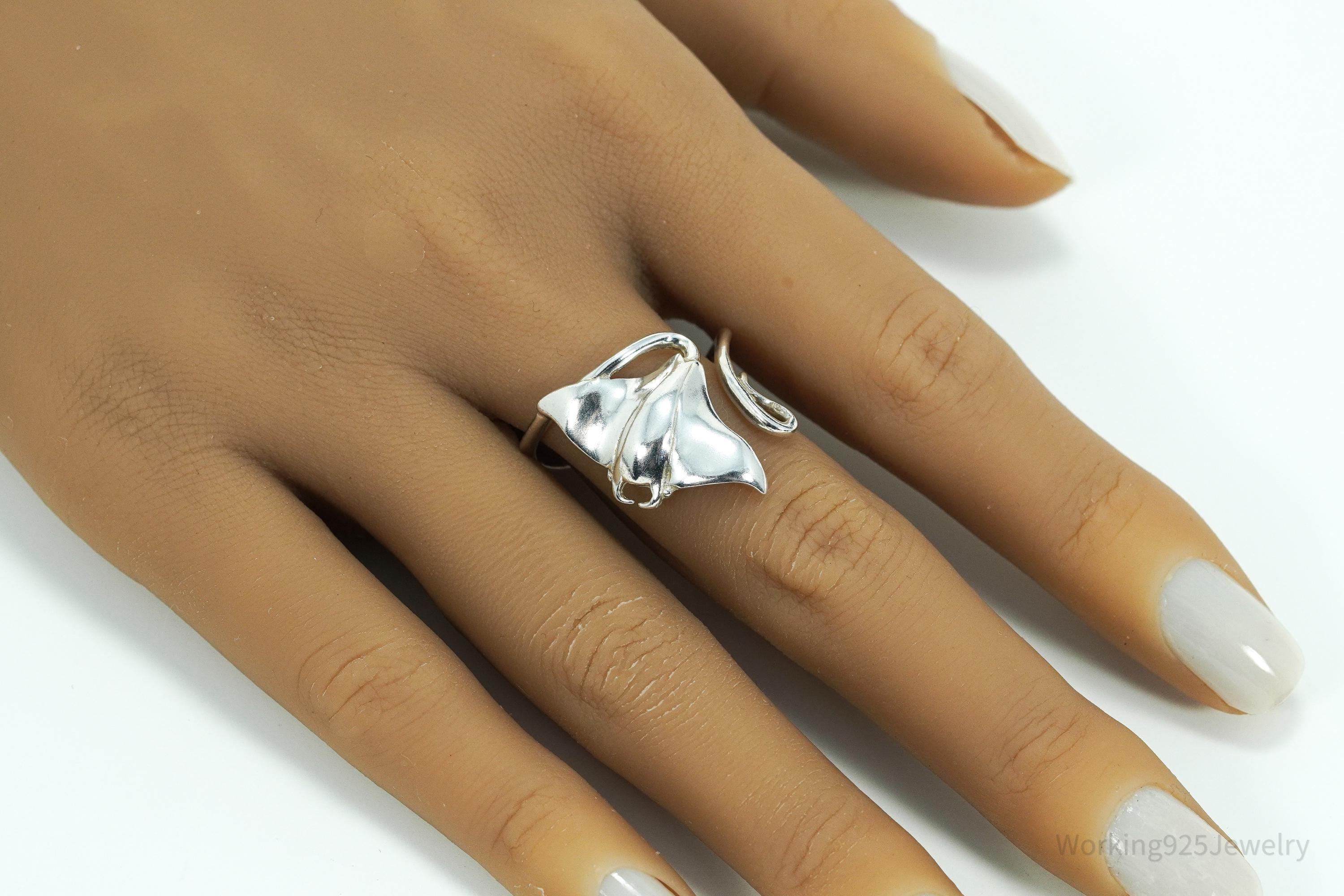 Vintage Stingray Sterling Silver Wrap Ring - Size 12