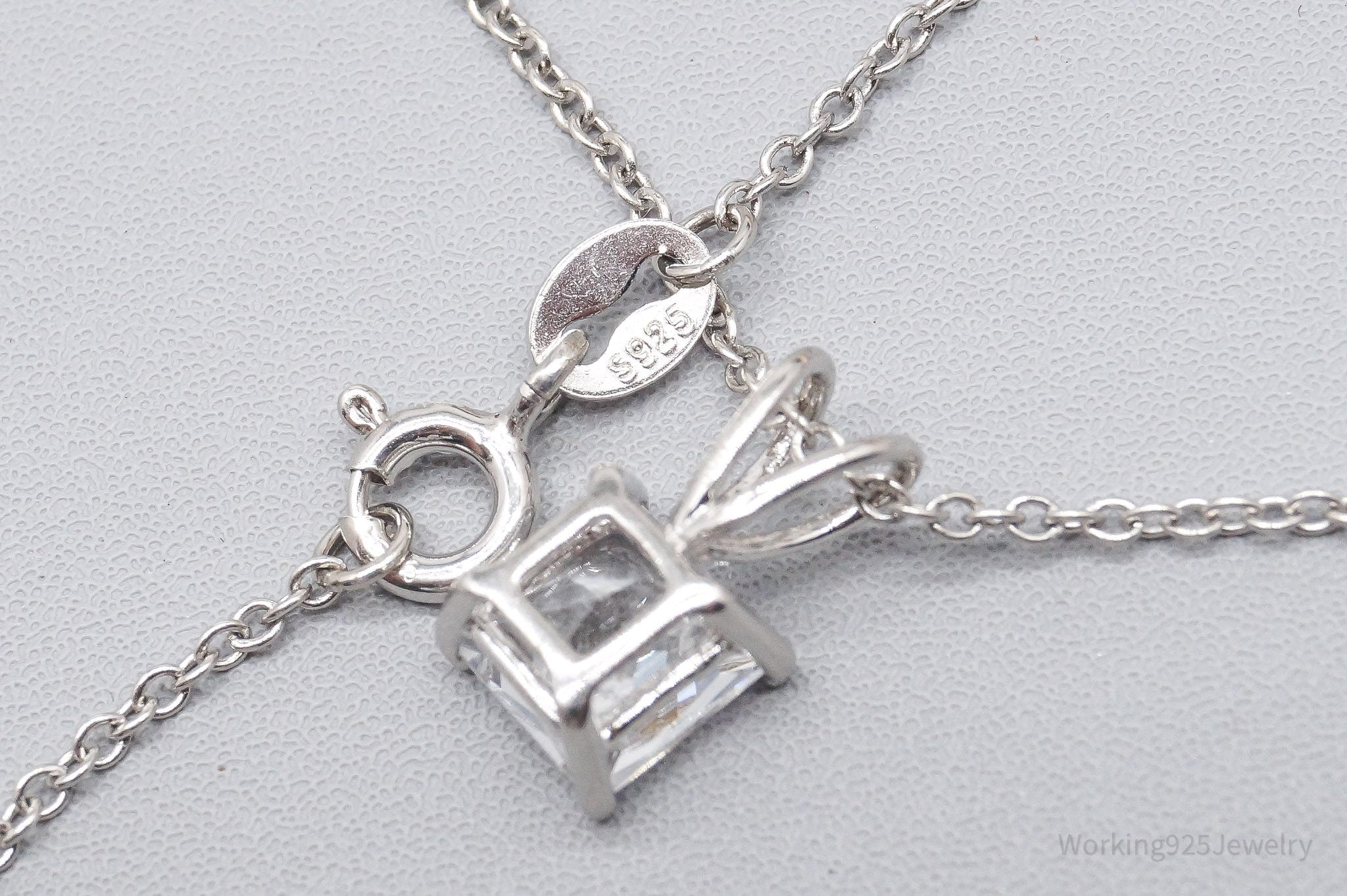 Vintage White Sapphire Sterling Silver Necklace 18"
