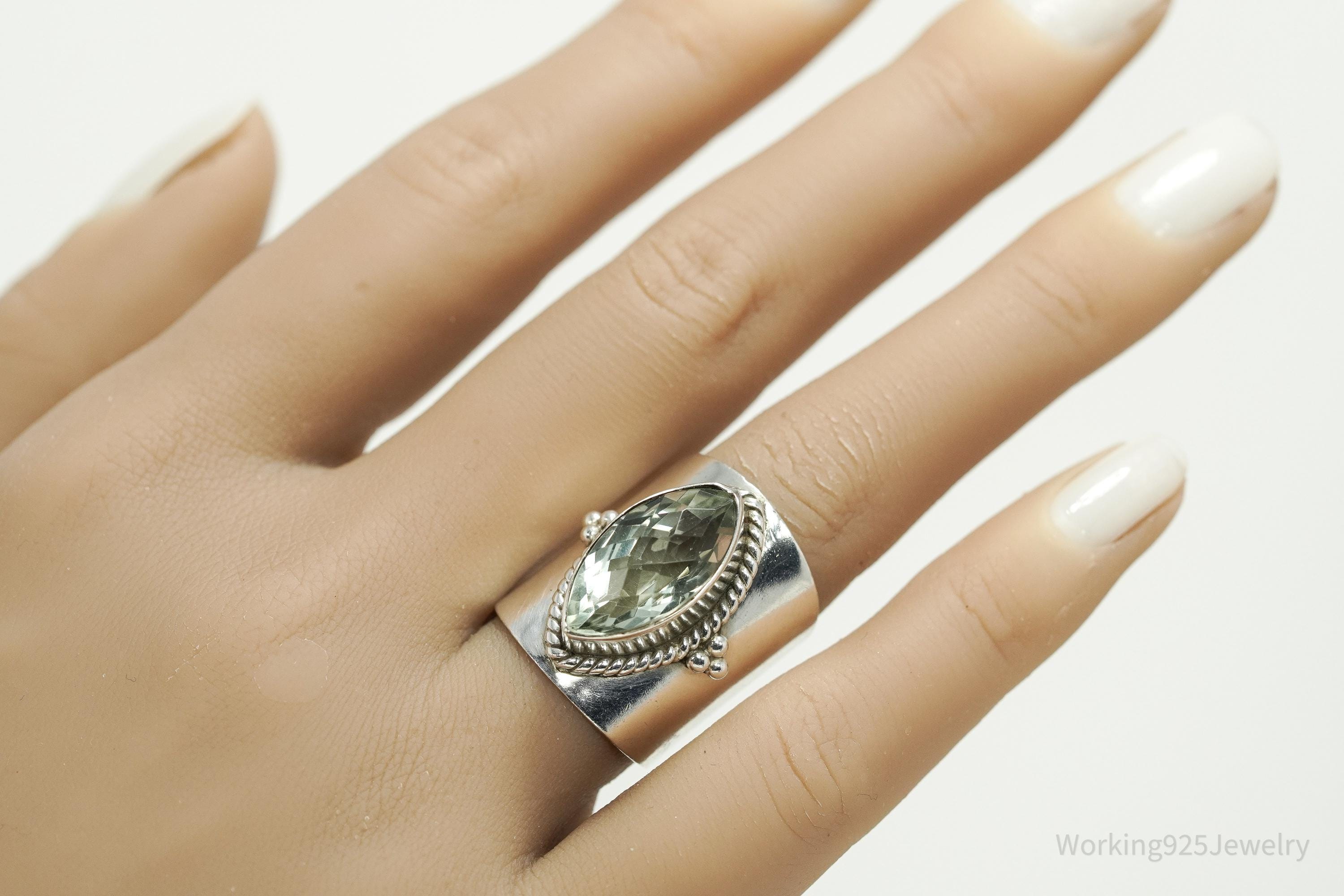 Vintage Prasiolite Sterling Silver Ring - Size 7.25