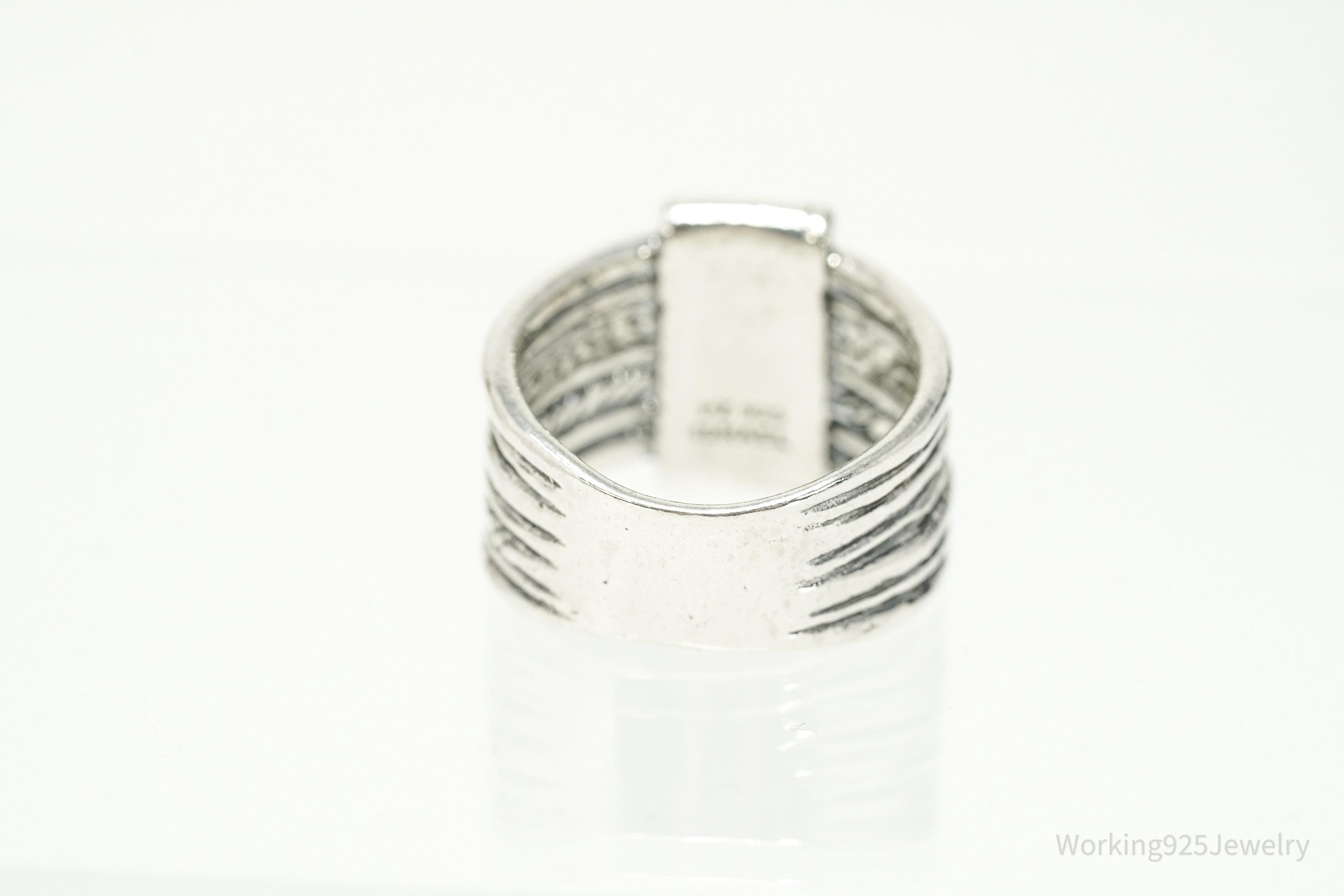 Vintage Designer Paz PZ Israel Sterling Silver Band Ring - Size 7.75