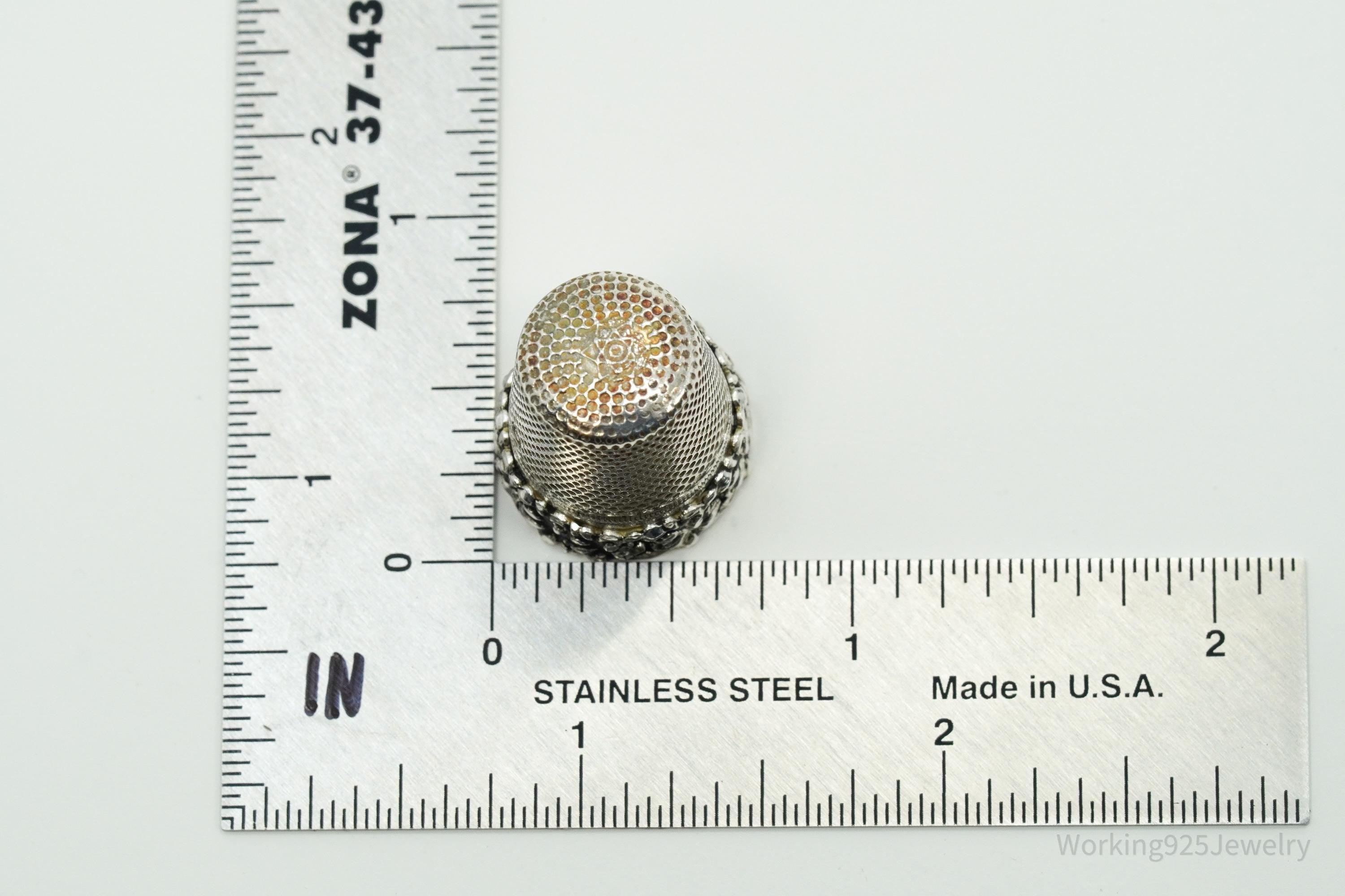 Antique German Sterling Silver Thimble Size 9