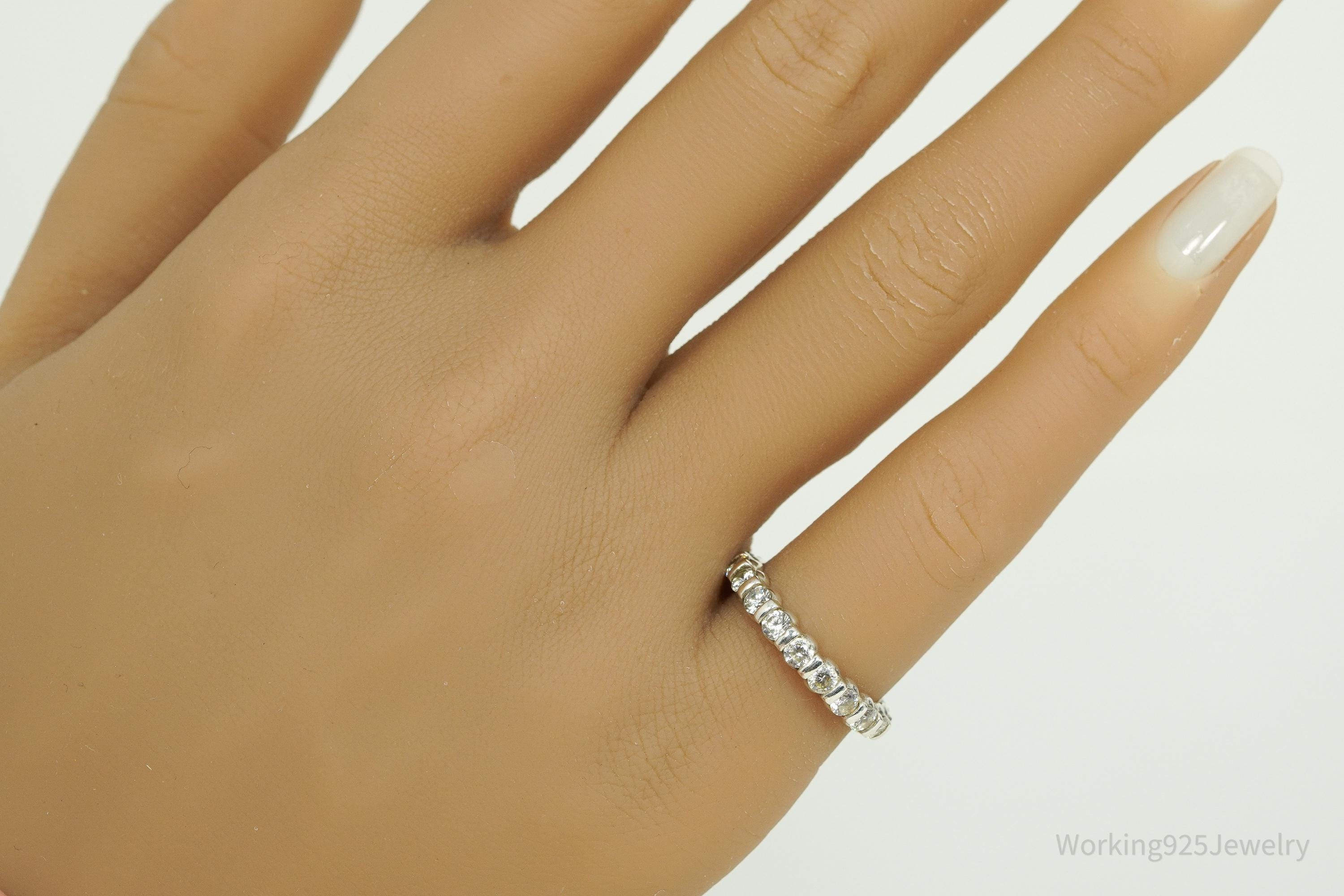 Vintage Diamonique Cubic Zirconia Sterling Silver Ring - Size 6