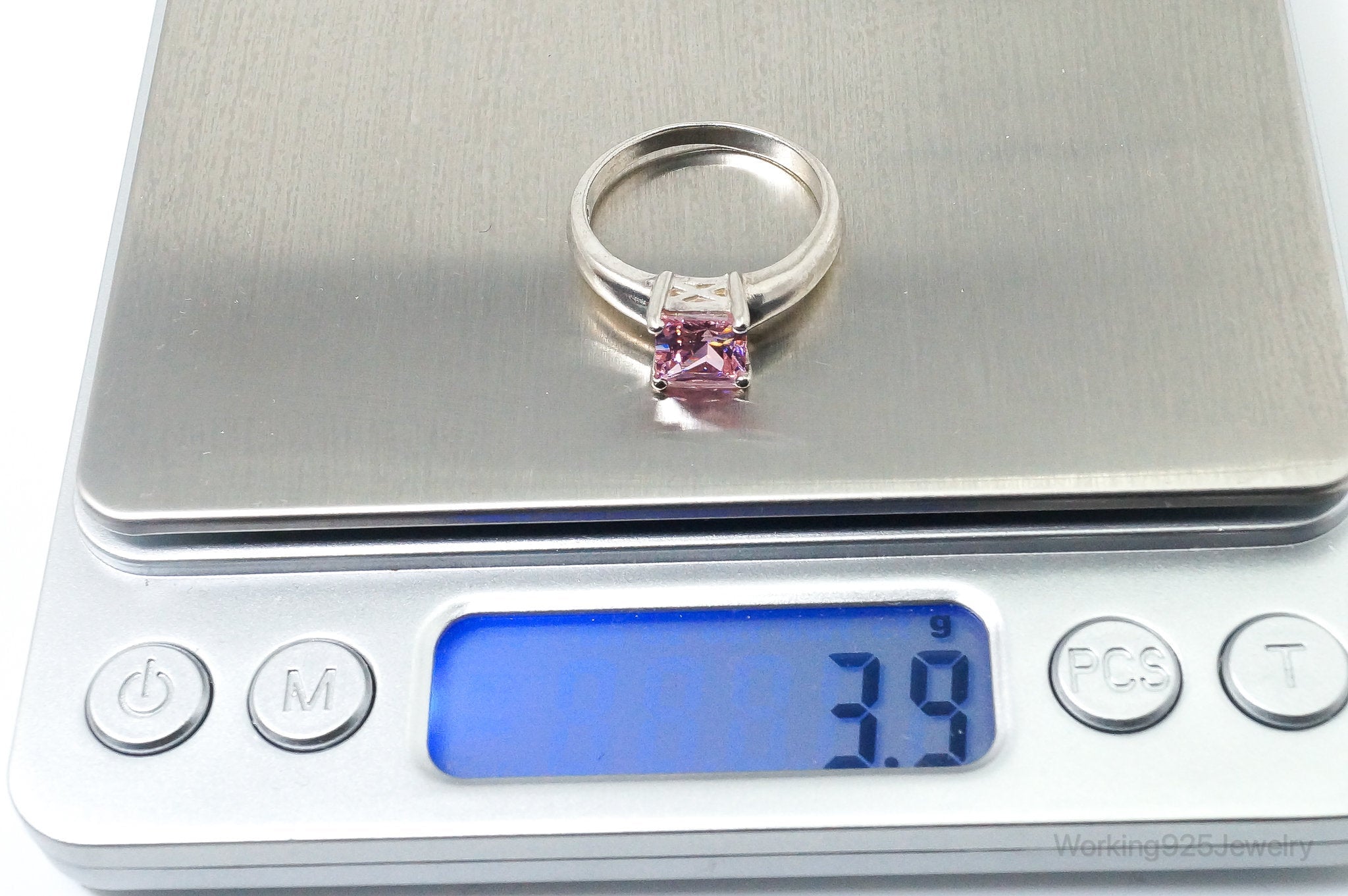 Vintage Designer Chapal-Zenray Pink Topaz Sterling Silver Ring - Size 9