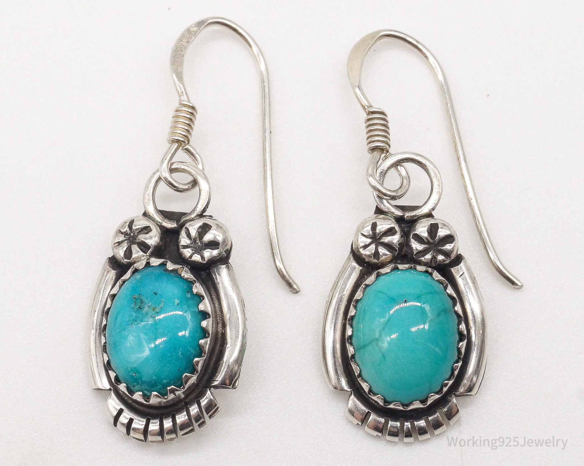 Vintage Native American Turquoise Sterling Silver Earrings