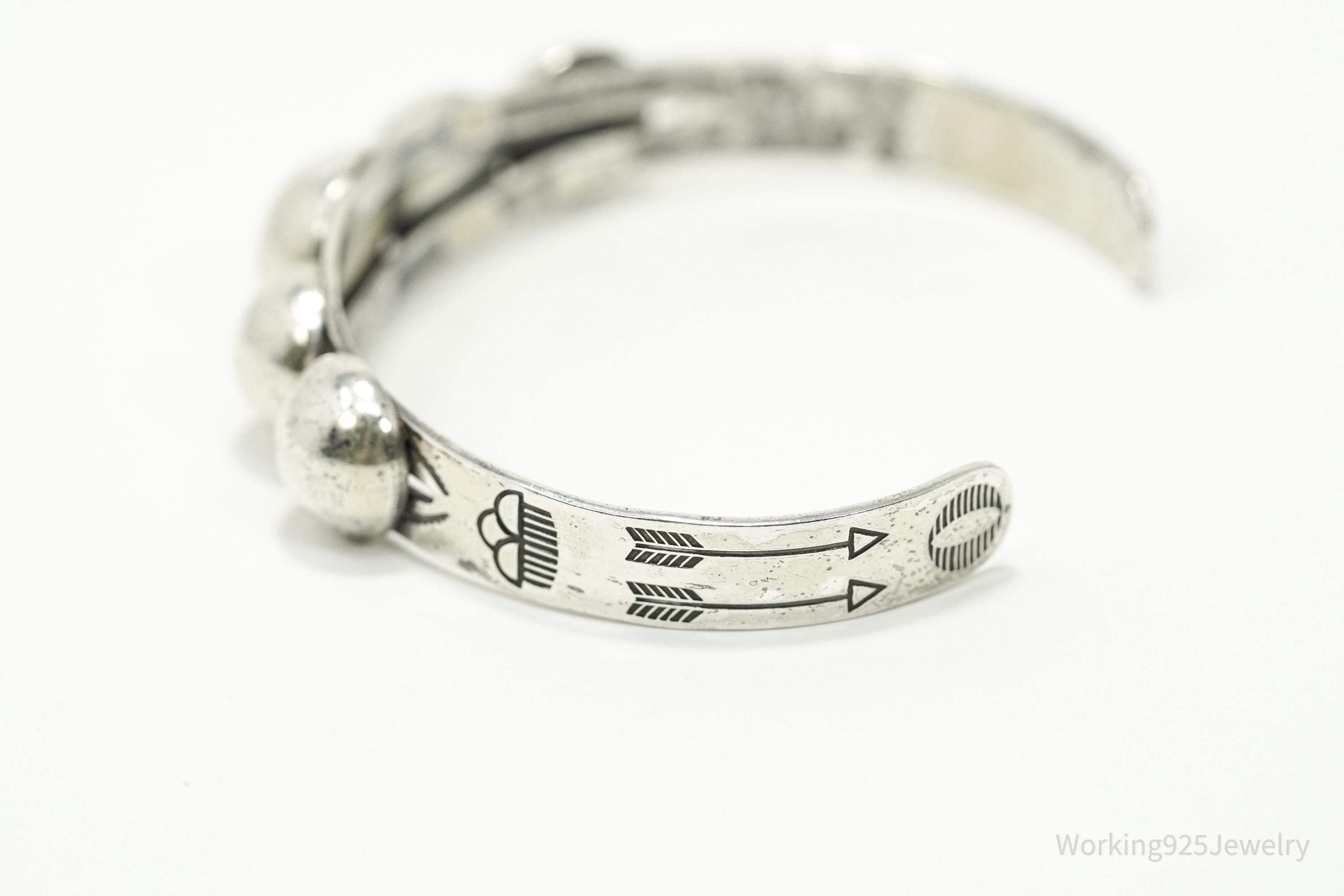 Vintage Native American Sterling Silver Cuff Bracelet - 6.75"