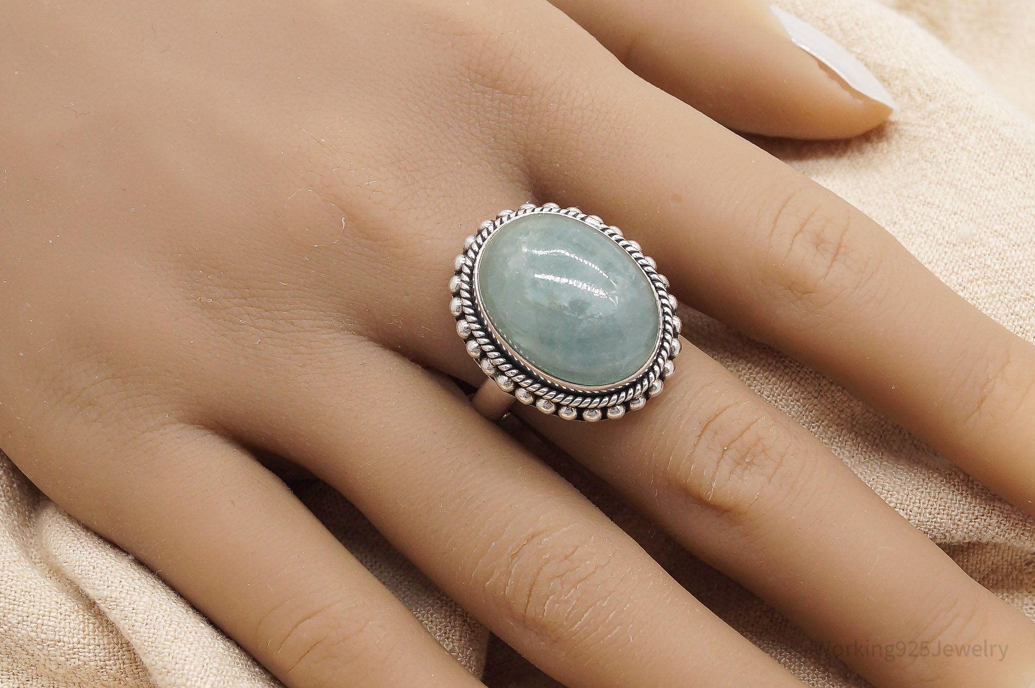 Vintage Doug Paulus Aventurine Sterling Silver Ring - Size 11