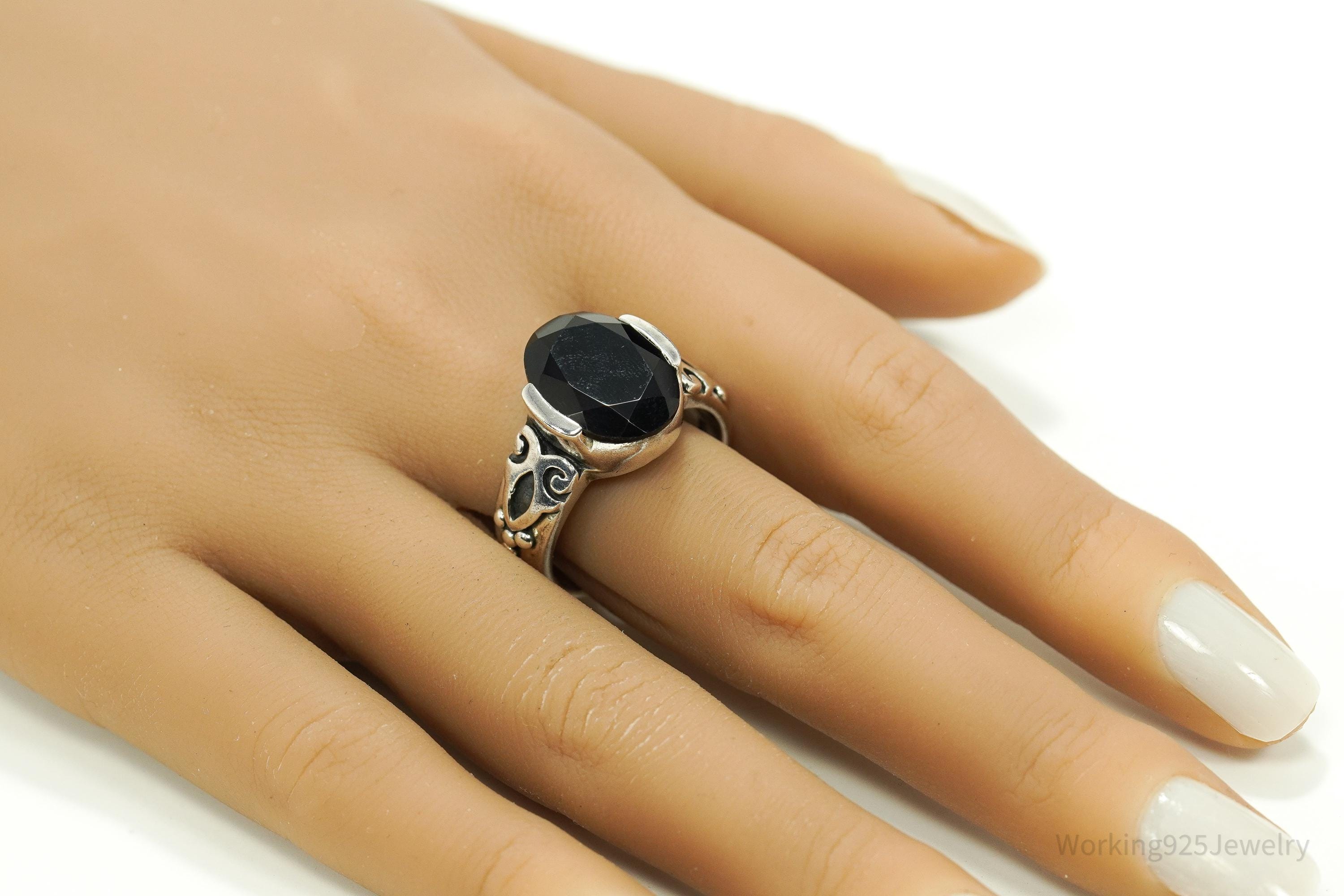 Vintage Designer Silpada Black Onyx Sterling Silver Ring - Size 11