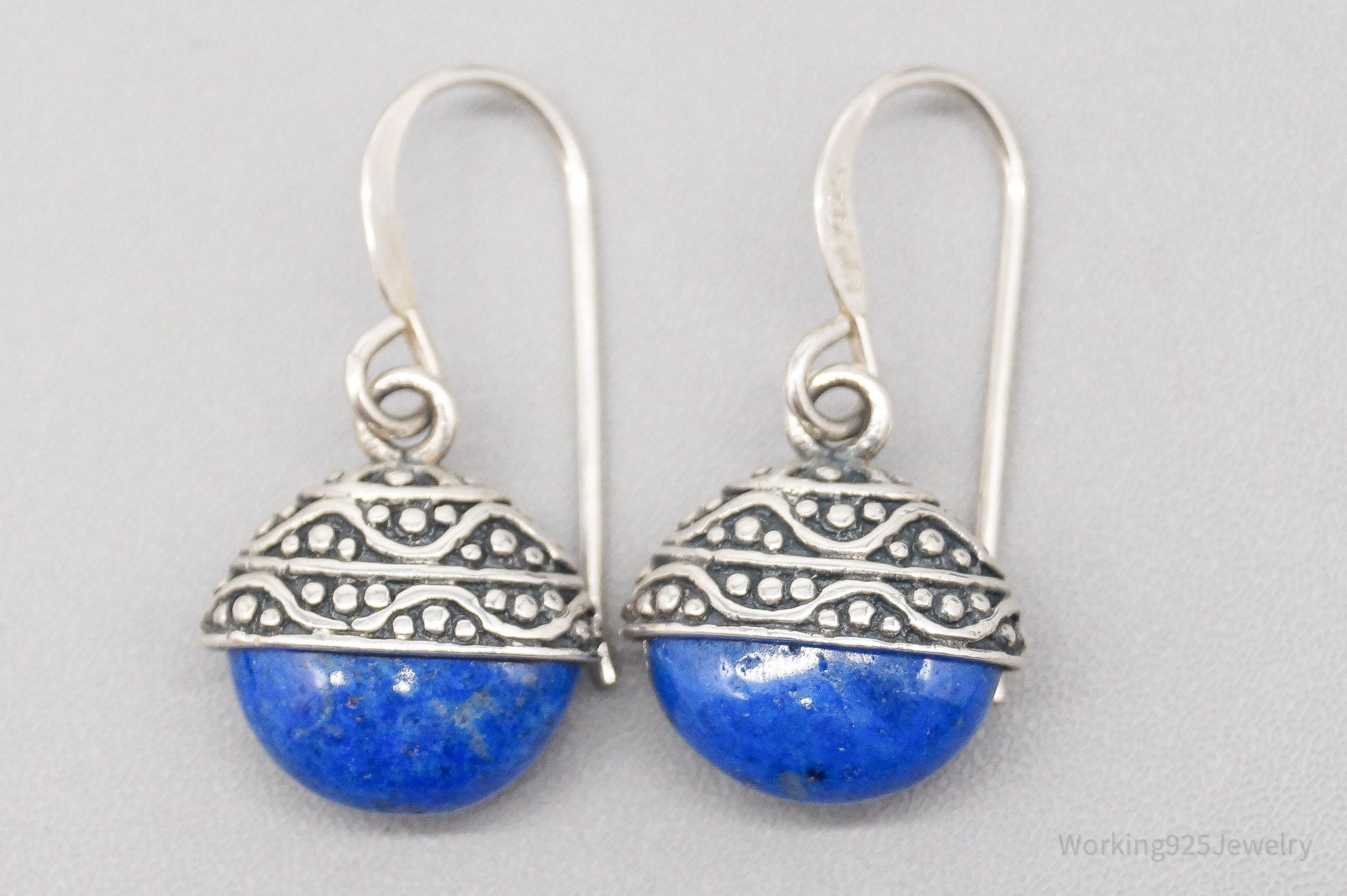 Vintage Blue Lapis Lazuli Southwestern Sterling Silver Earrings