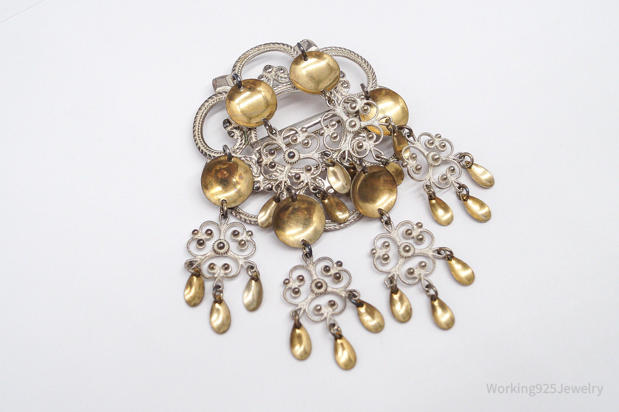 Large Vintage Norwegian Ivar T Holth Solje Modernist 830S Silver Brooch Pin