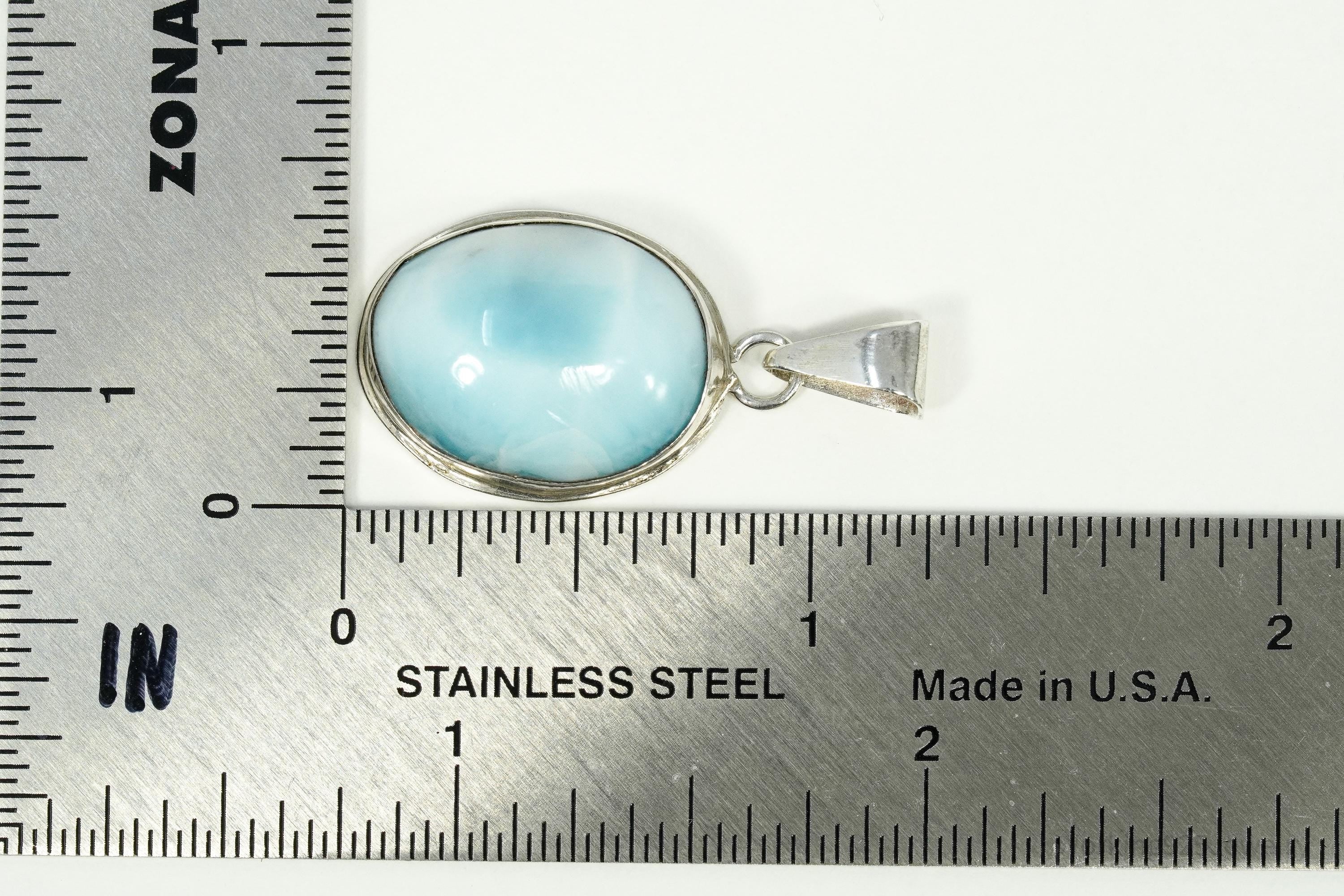 Vintage Blue Larimar Sterling Silver Necklace Pendant