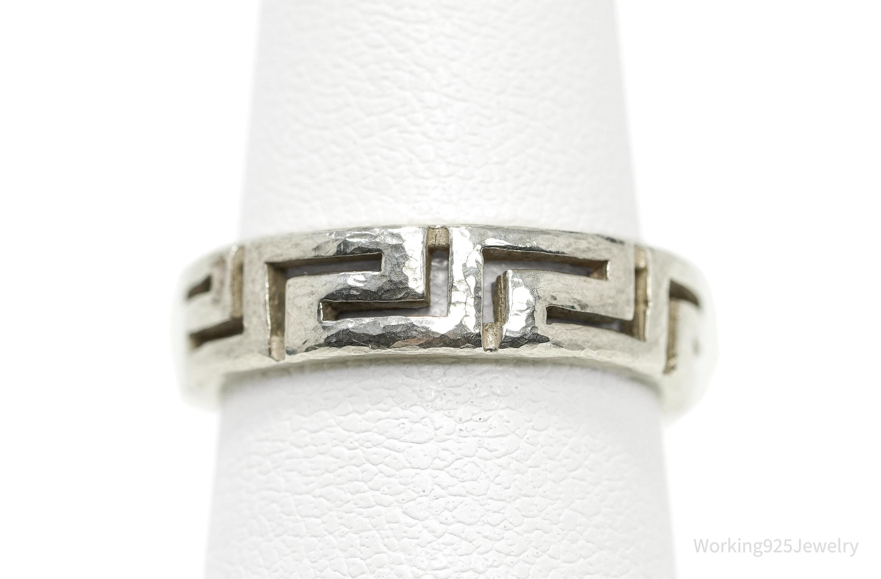 Vintage Greek Key Sterling Silver Band Ring - Size 6.5