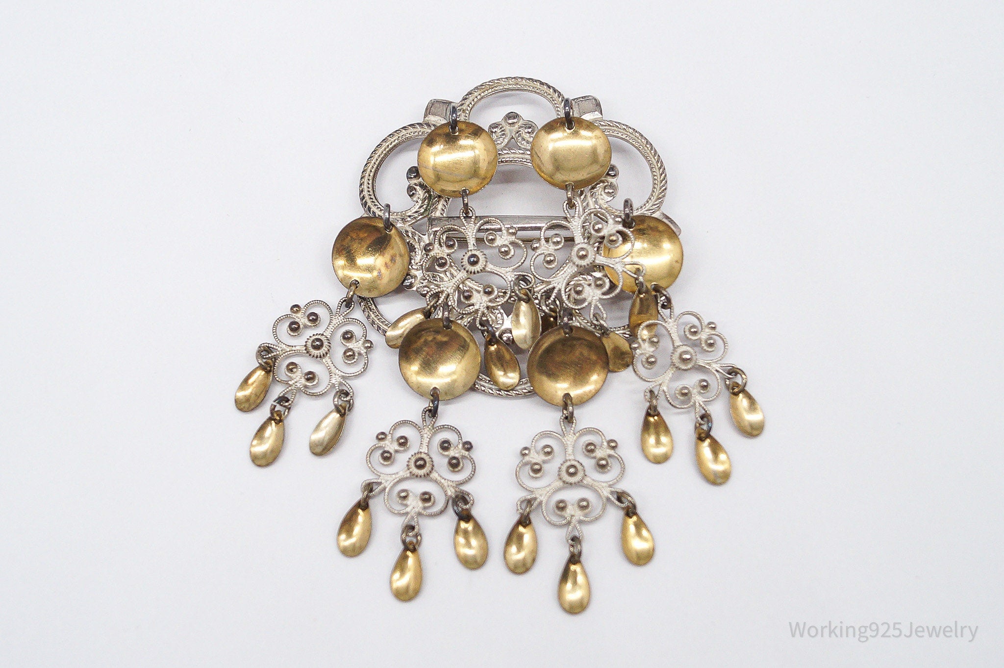 Large Vintage Norwegian Ivar T Holth Solje Modernist 830S Silver Brooch Pin