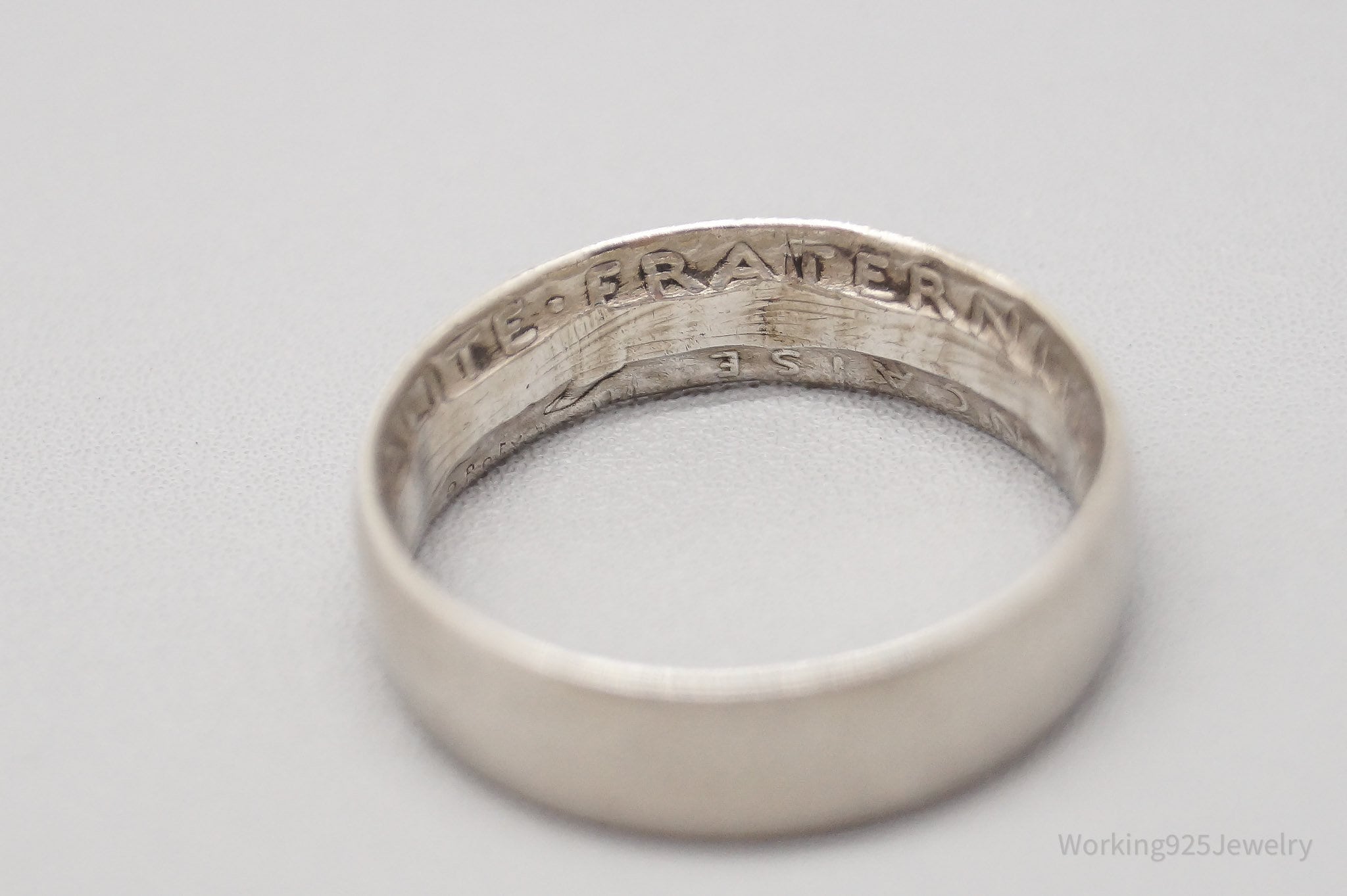 Antique 1915 2 Francs Silver Coin Turned Ring - Size 9.25