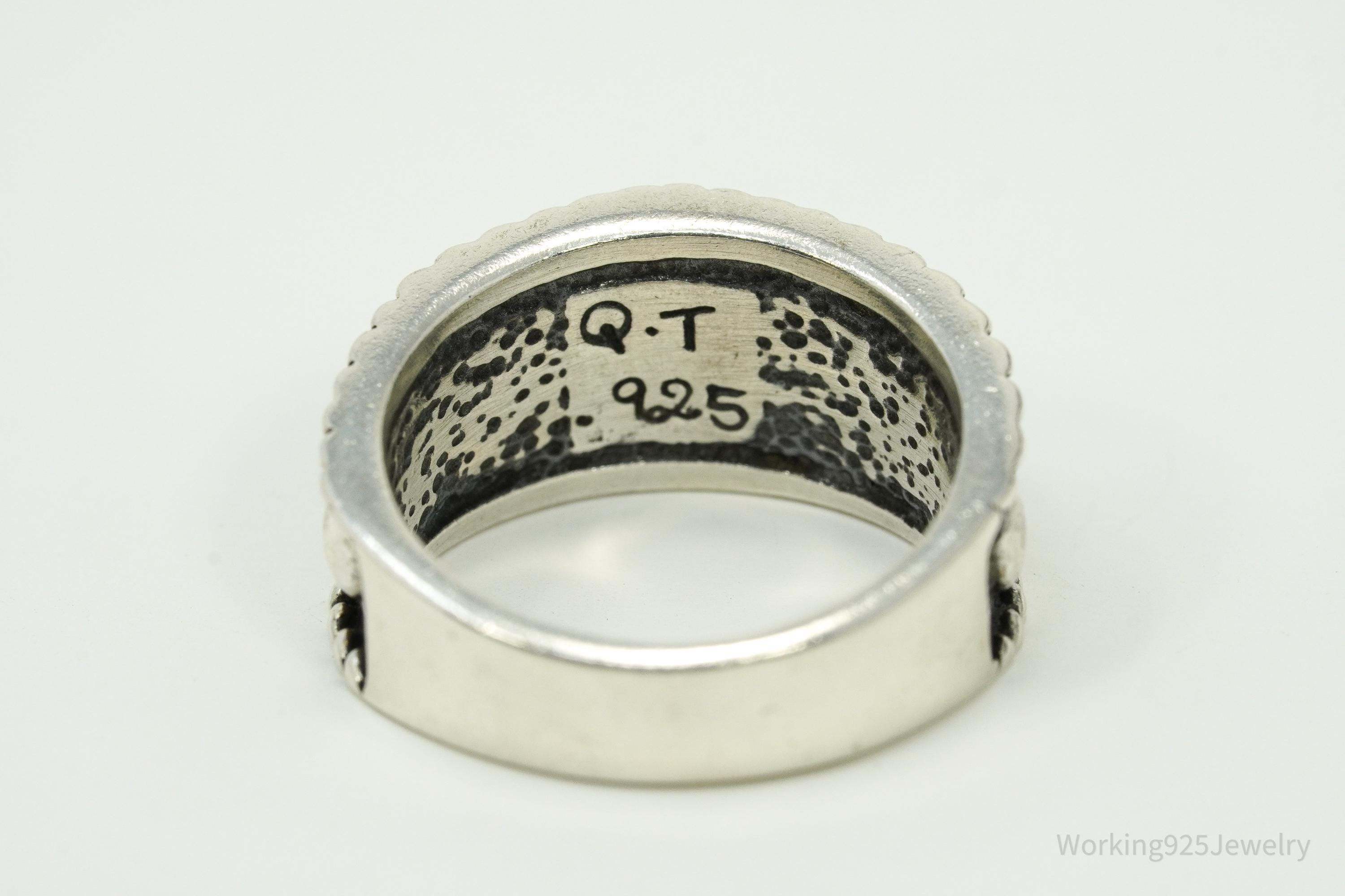 Vintage Native Designer QT Quoc Multi Gem Sterling Silver Ring - Size 6