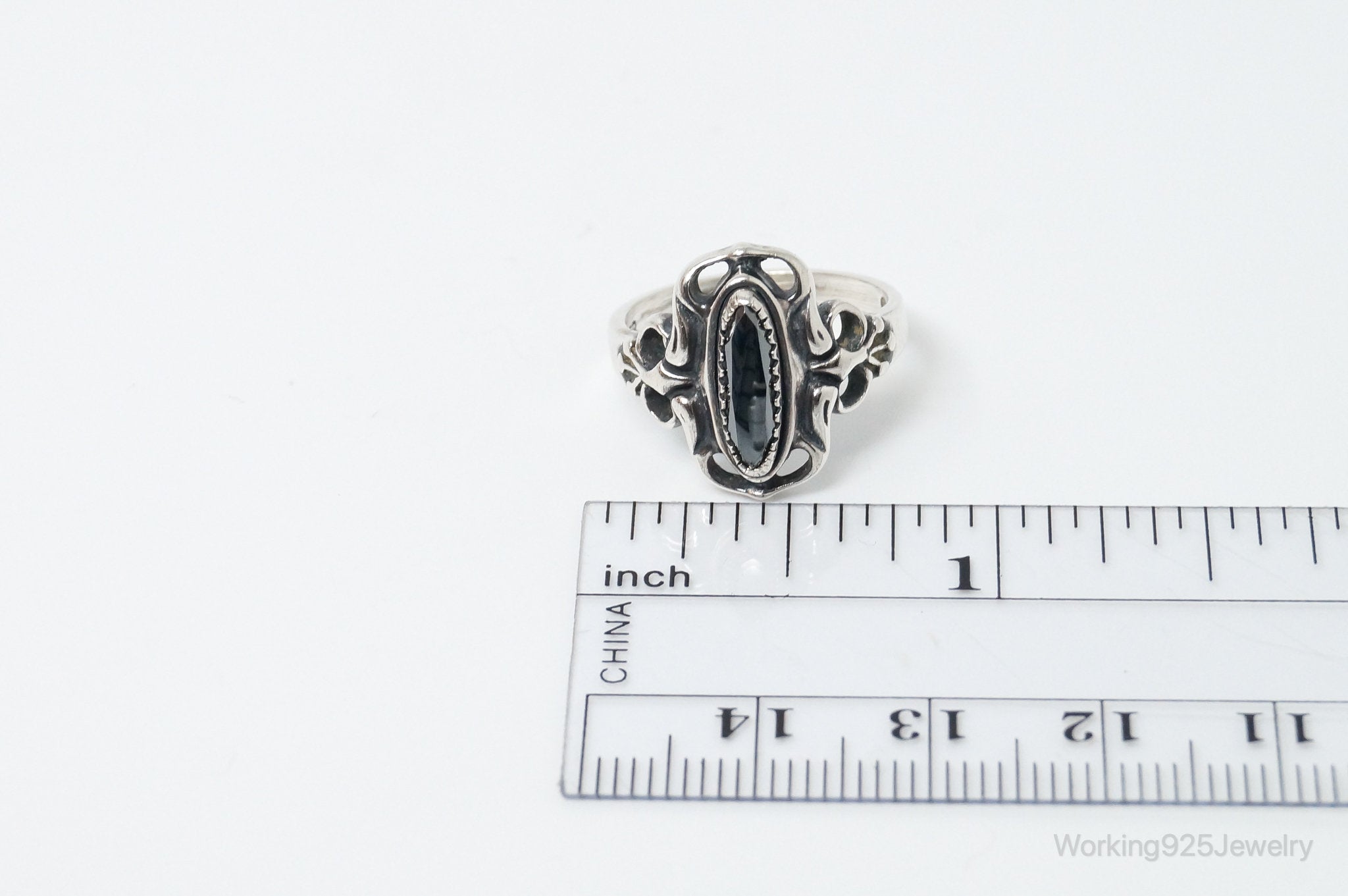 Vintage Wheeler Manufacturing Co Hematite Sterling Silver Ring - Size 6