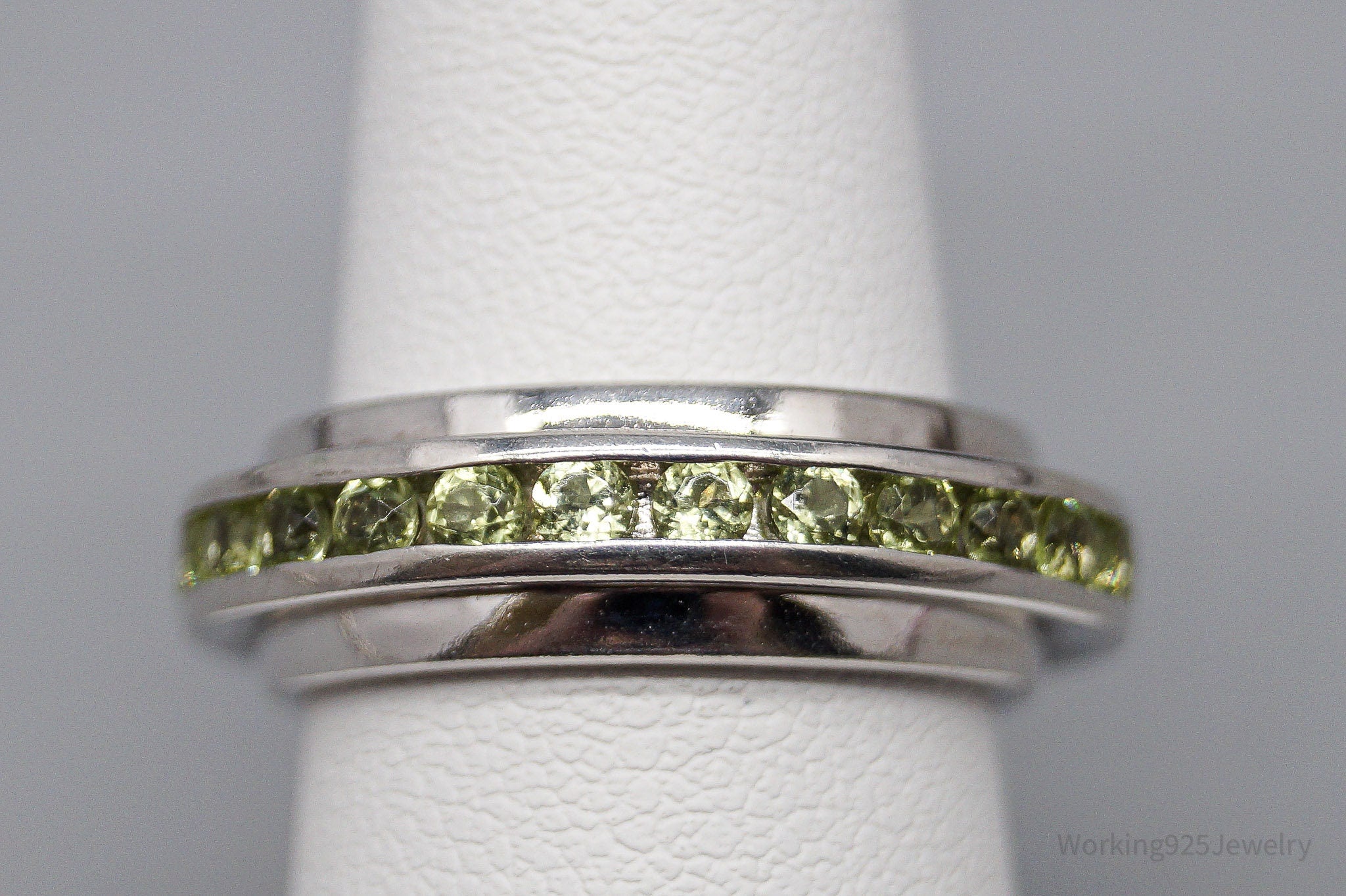 Vintage Peridot Sterling Silver Spinner Band Ring - Size 6.75