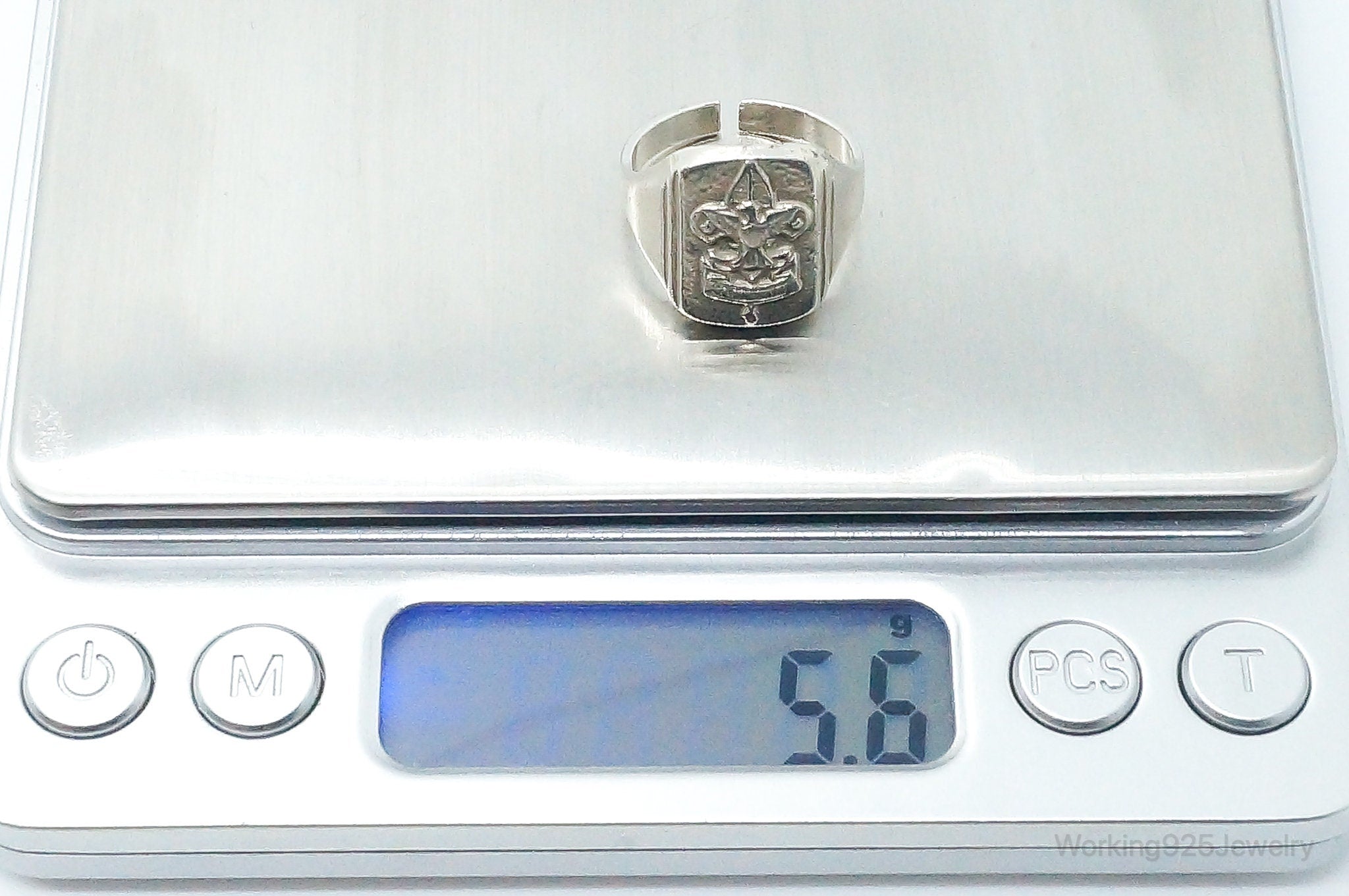 Vintage "Be Prepared" Eagle Scout Sterling Silver Ring - Size 6.5 Adjustable