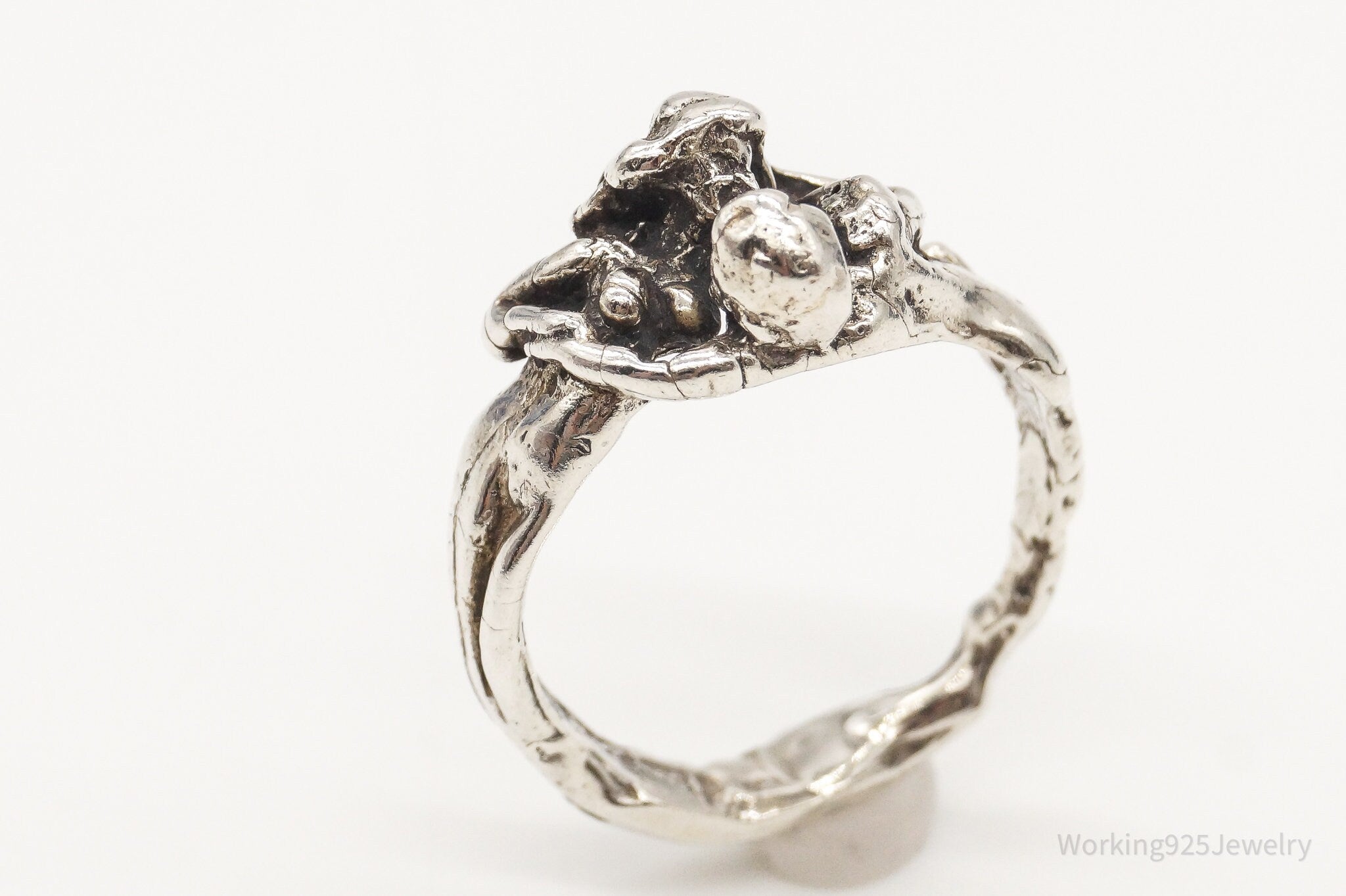 Vintage Couple Lovers Silver Ring - Size 7.25