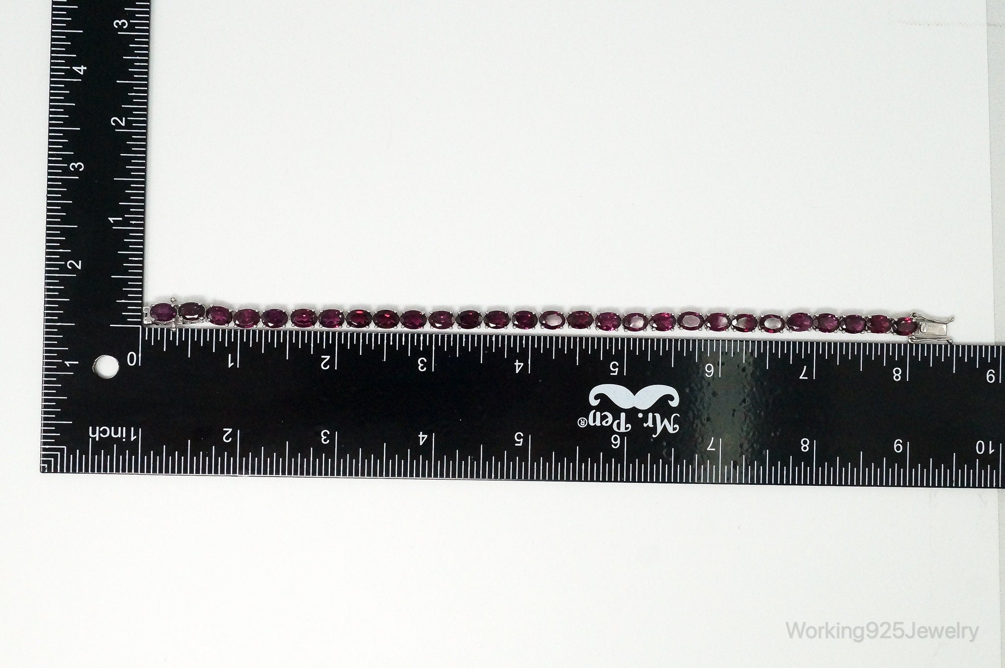 Vintage Rhodolite Garnet Sterling Silver Tennis Bracelet