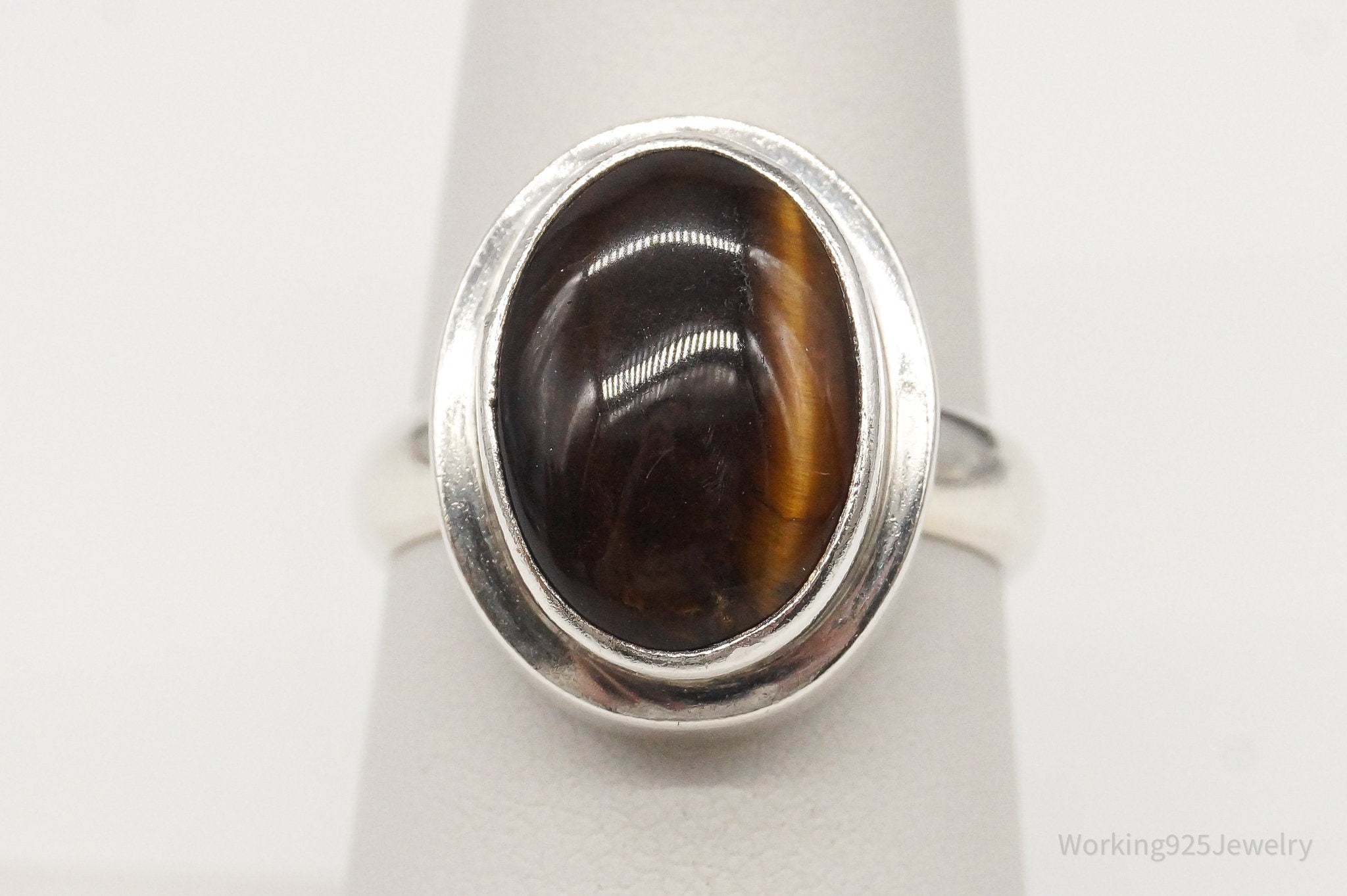 Vintage Tigers Eye Sterling Silver Ring - Size 7