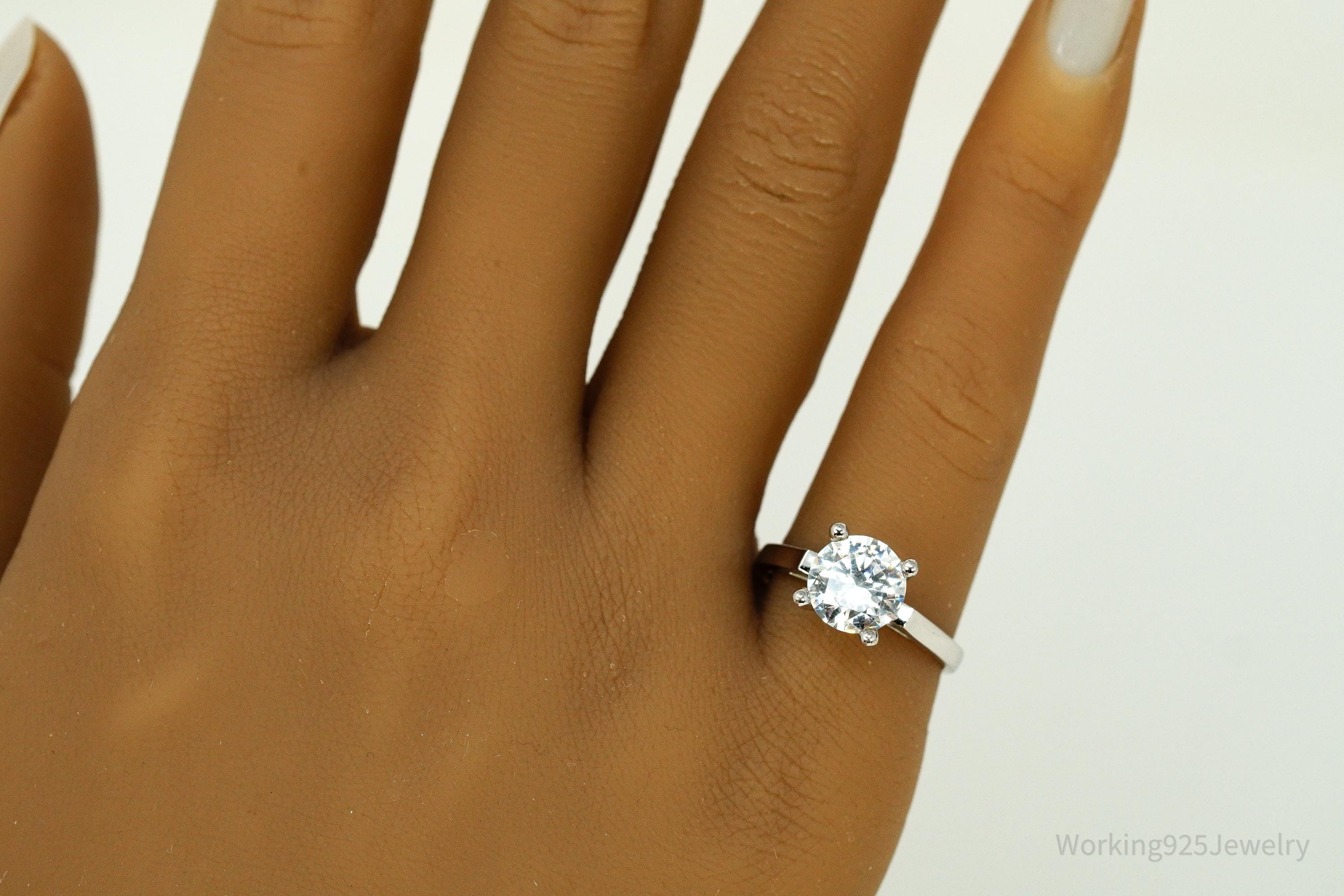 Vintage Cubic Zirconia Sterling Silver Ring - Size 6