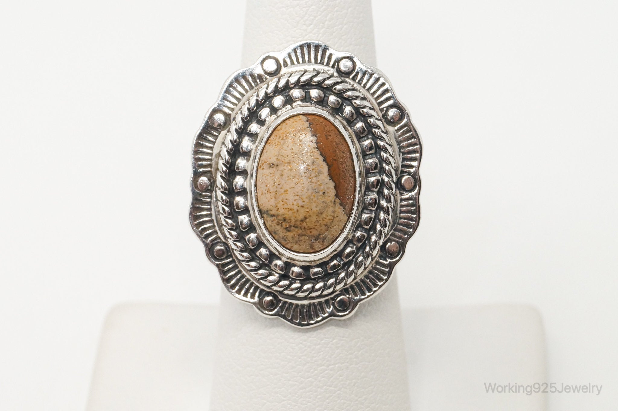 Vintage Native Designer Carolyn Pollack Jasper Sterling Silver Ring SZ 6.75