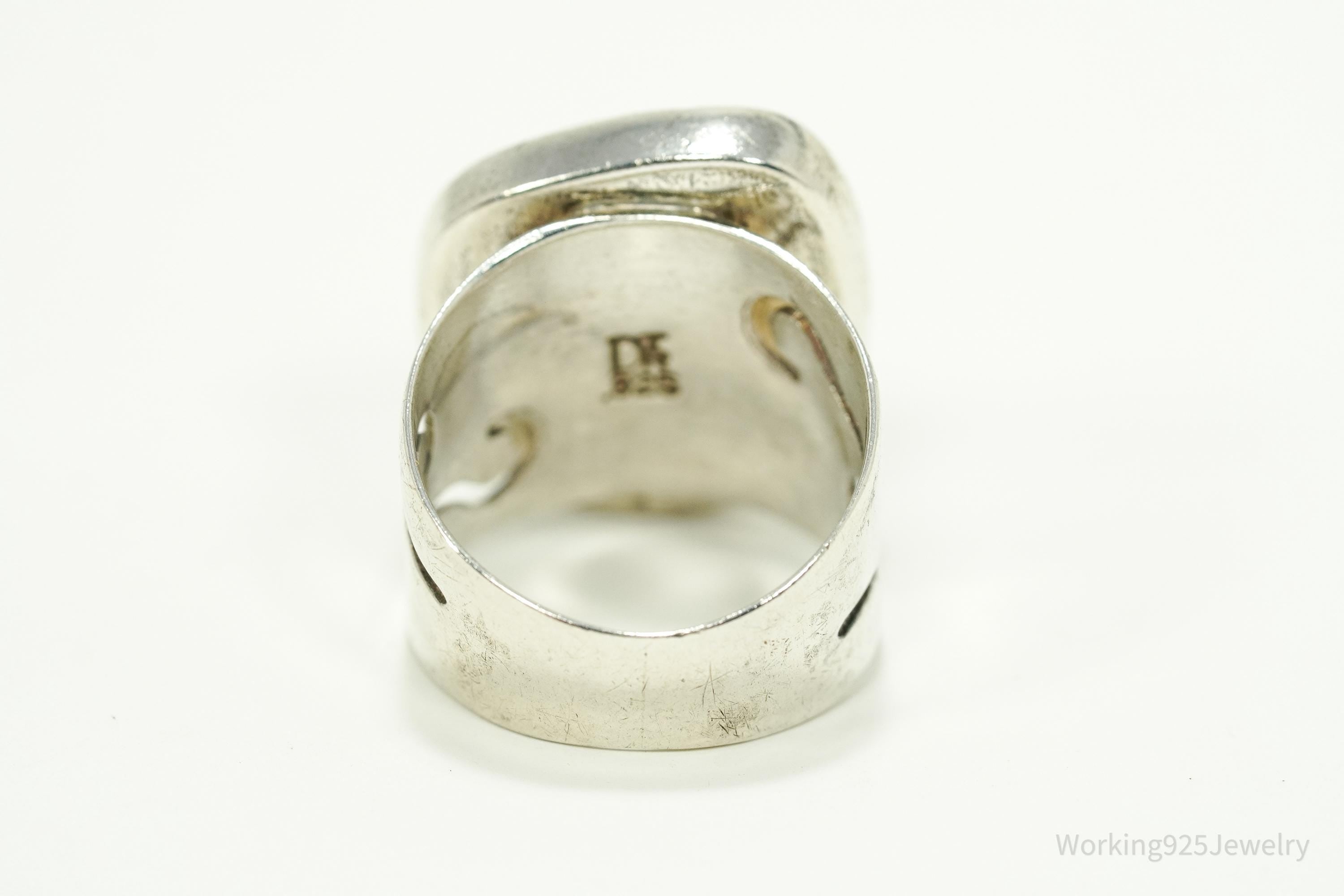 VTG Designer Desert Rose Trading Rainbow Calsilica Sterling Silver Ring - 8.25