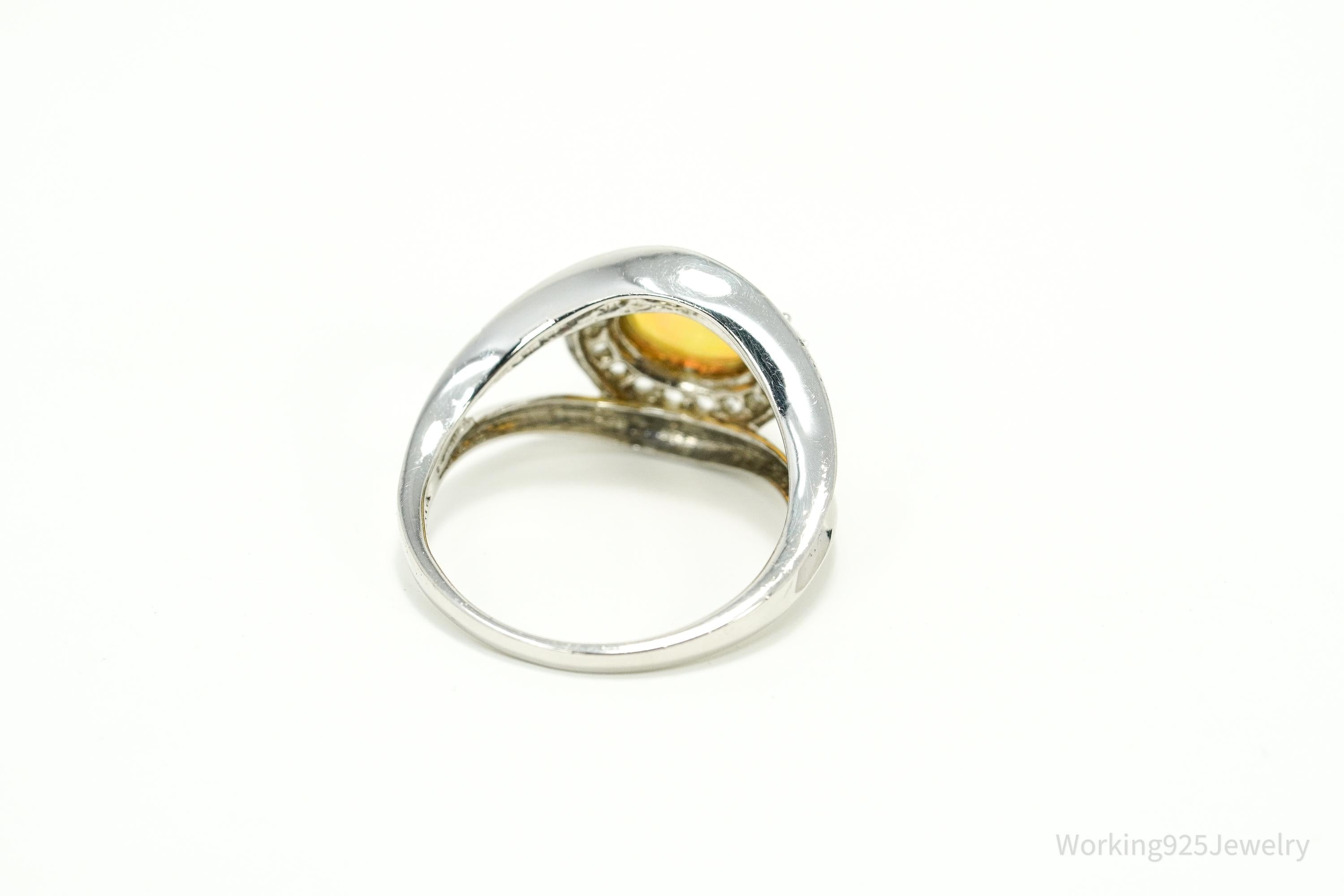 Vintage KHR Opal & Cubic Zirconia Sterling Silver Ring - Size 8.25