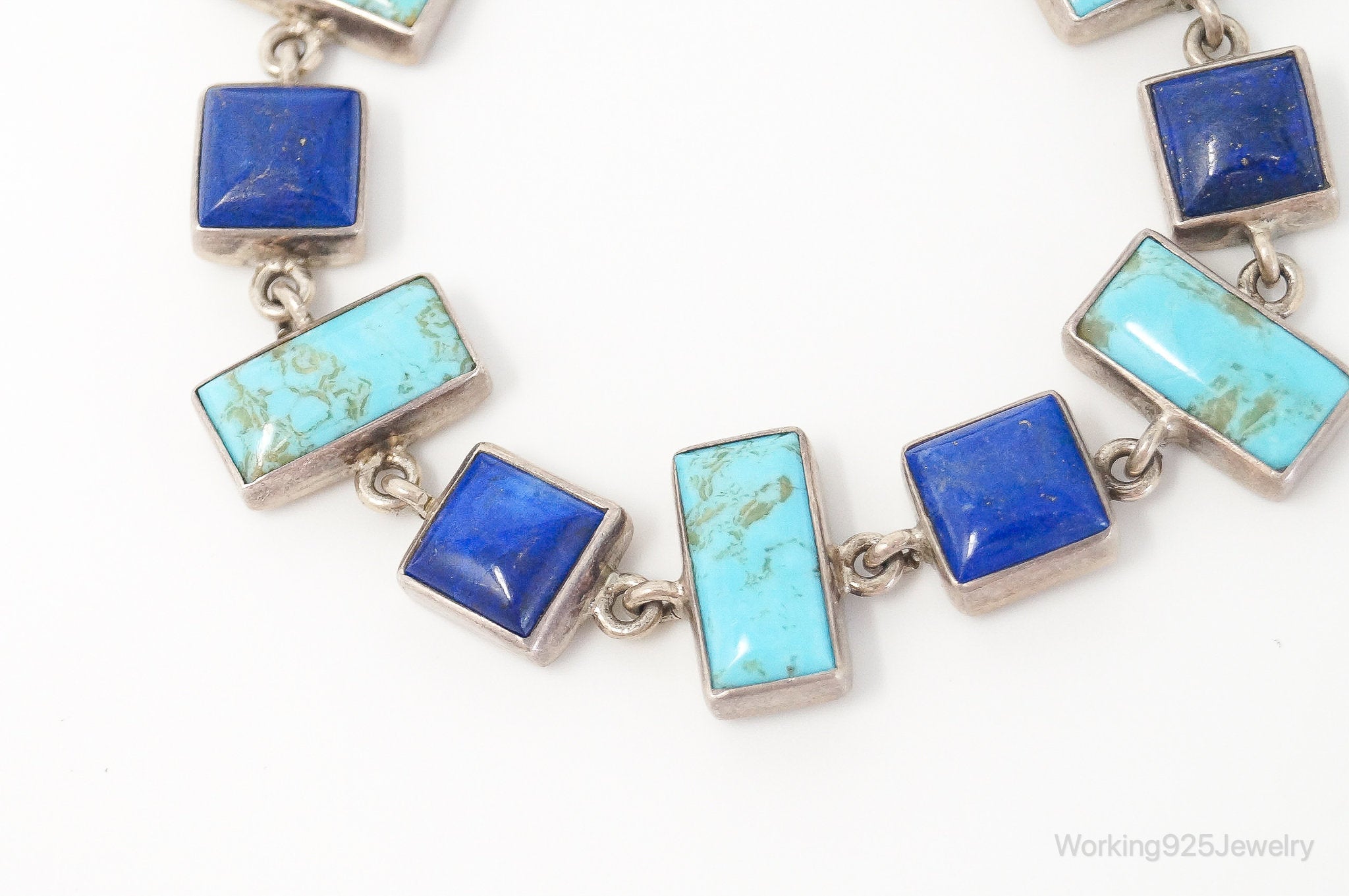 Vintage Sheri Liebert Turquoise Lapis Lazuli Sterling Silver Bracelet