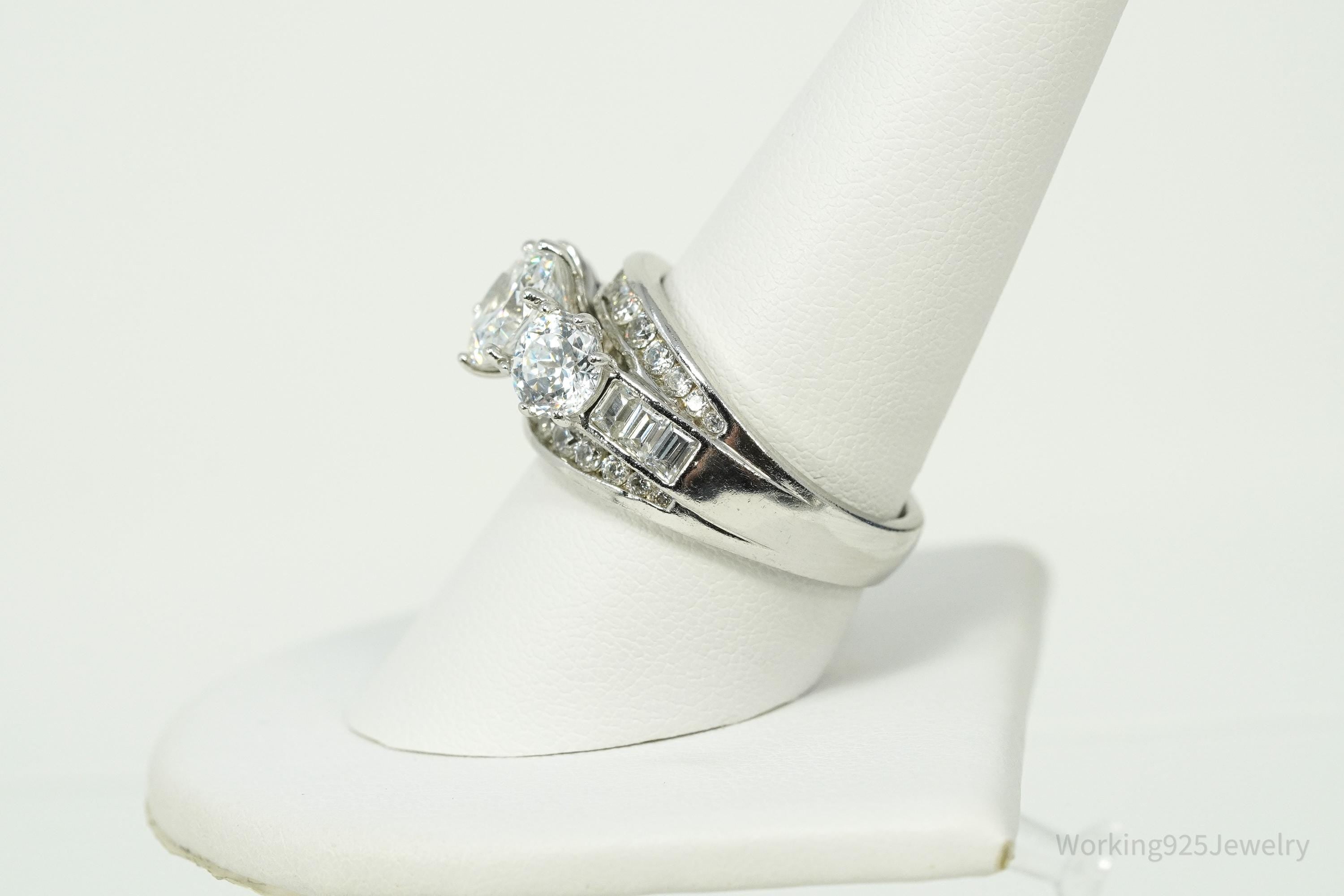 Vintage Cubic Zirconia Sterling Silver Band Ring - Size 9.25