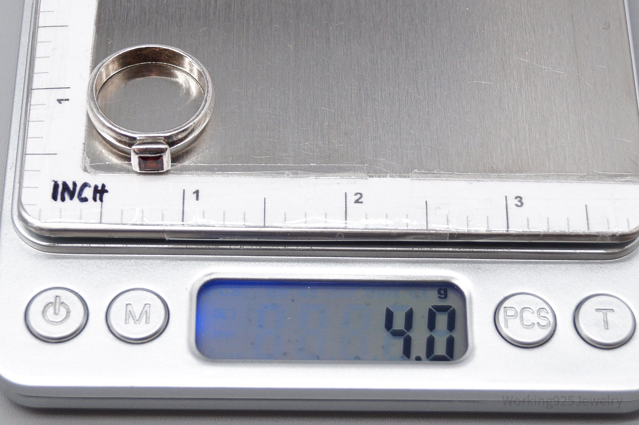 Vintage Designer Boma Garnet Sterling Silver Ring - Size 7