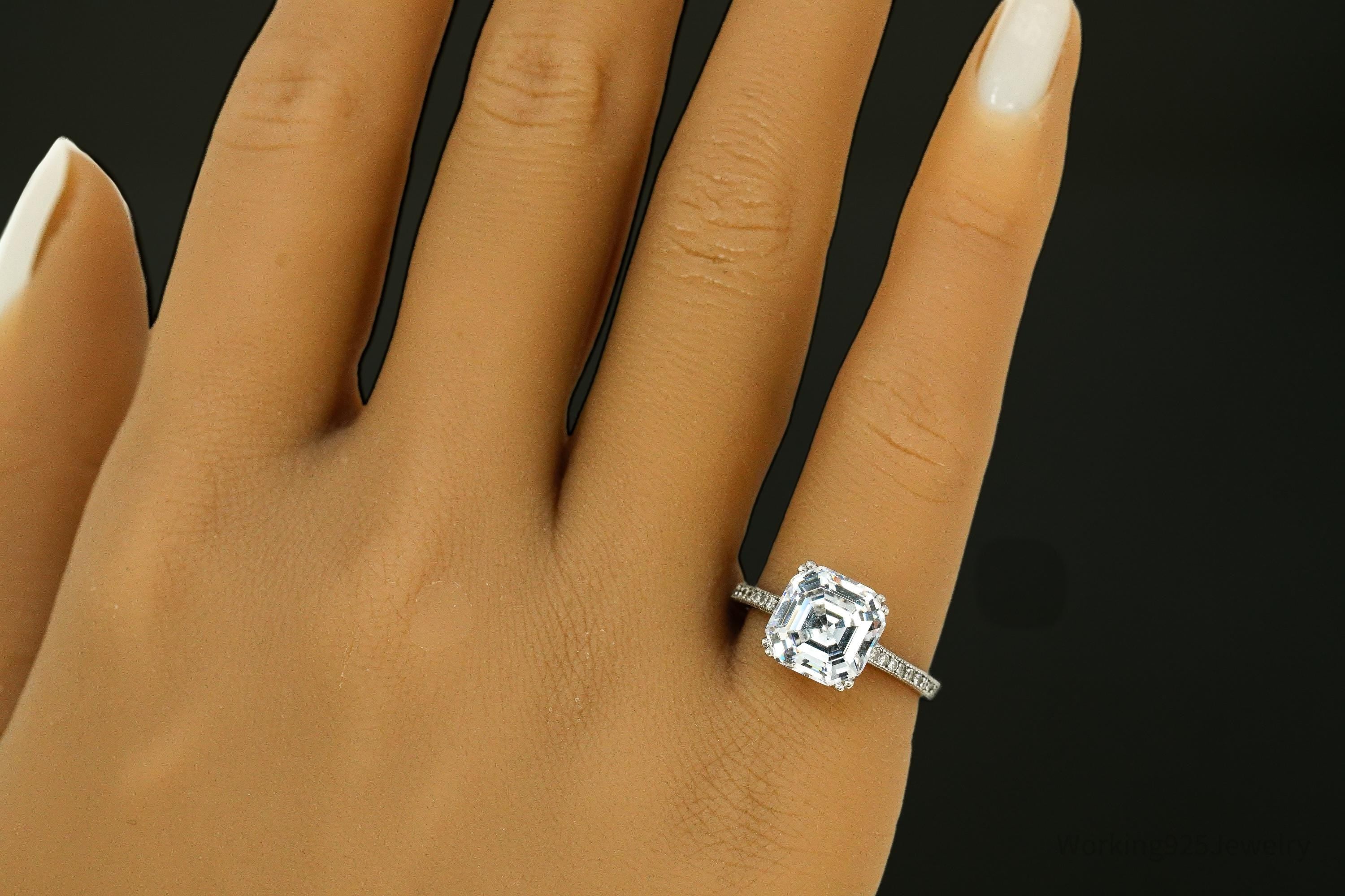Vintage Cubic Zirconia Sterling Silver Ring Size 6.25