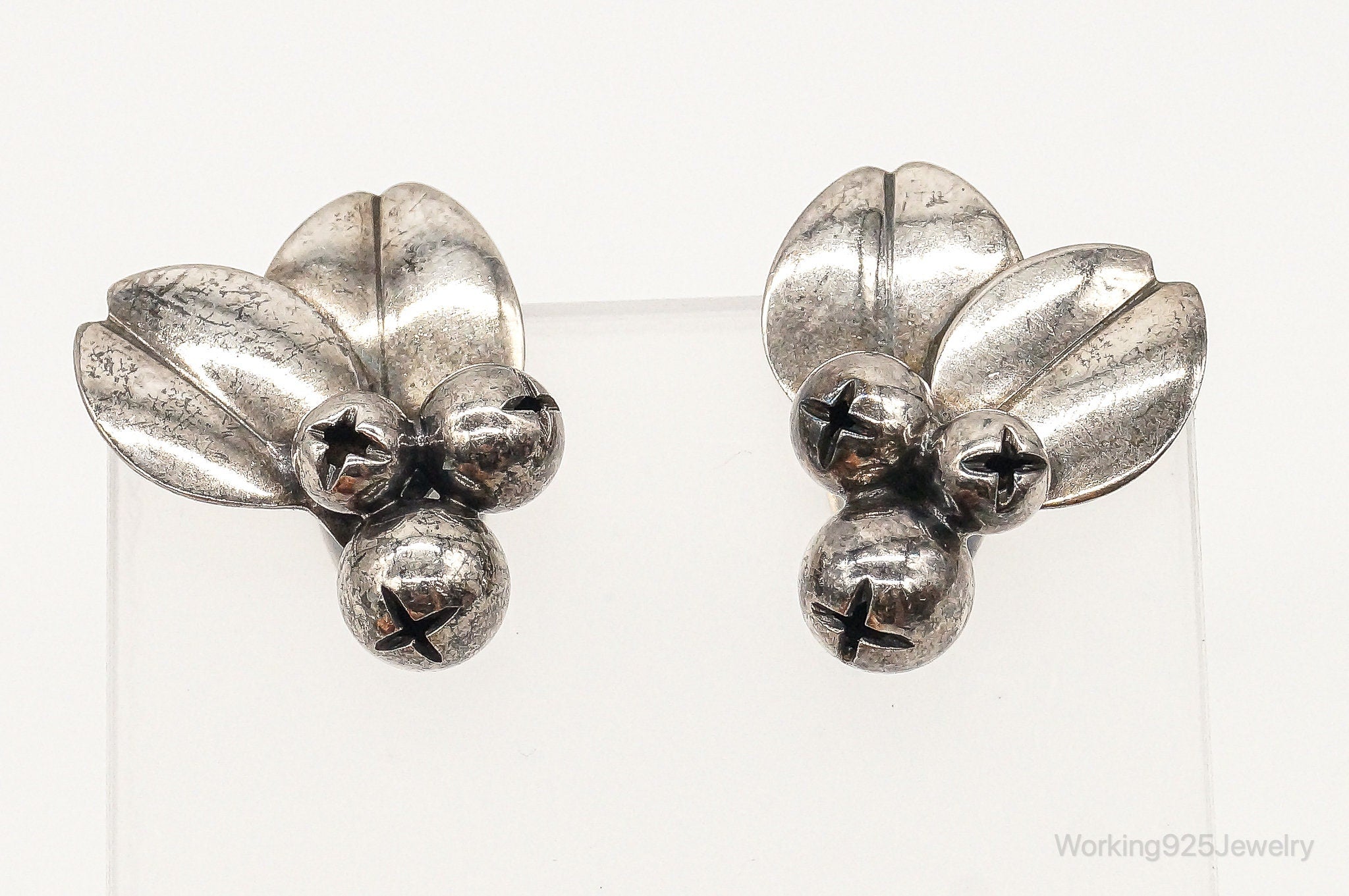 Vintage Rare Sweden Modernist Mic Neugel Sterling Silver Earrings