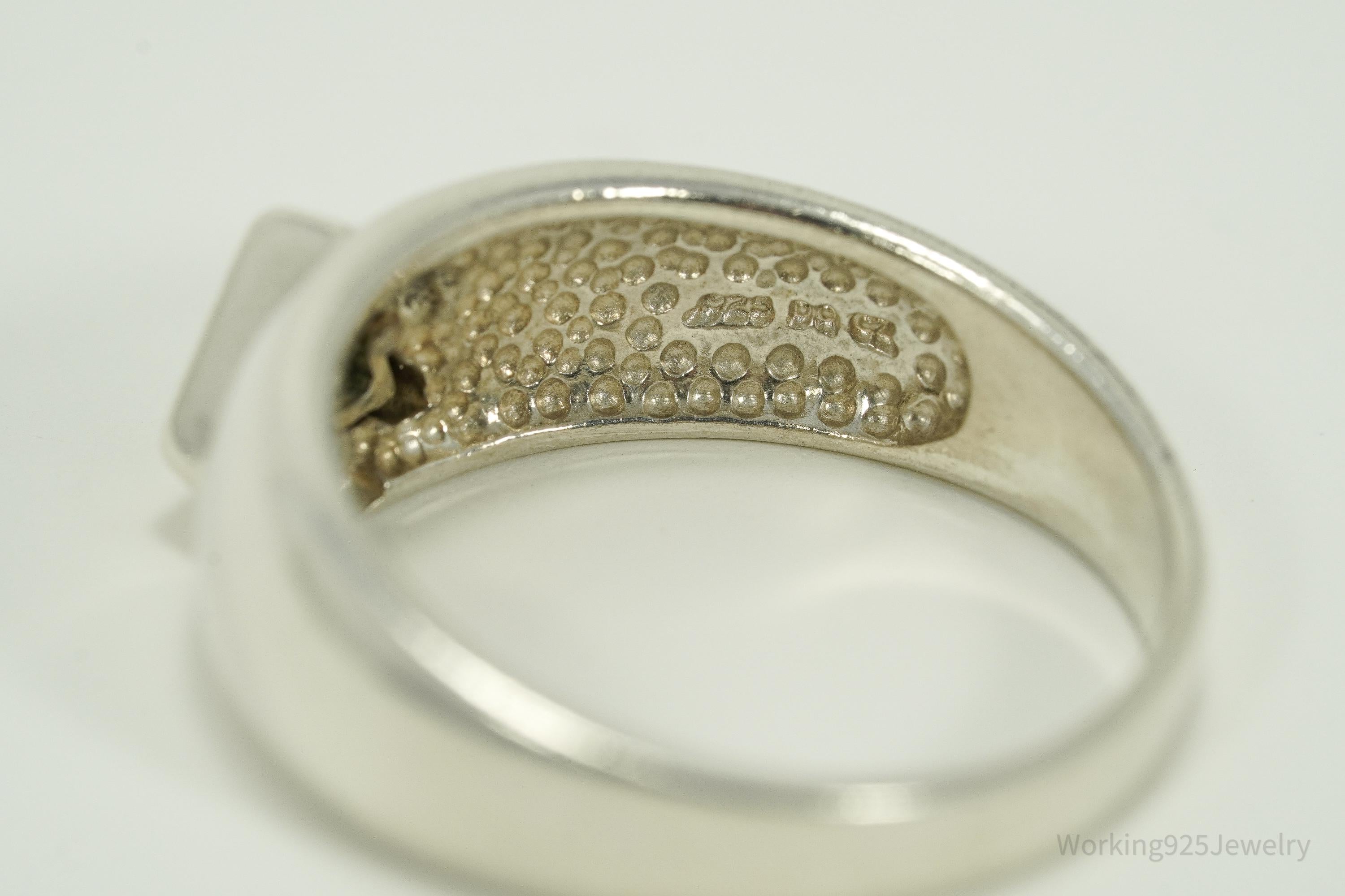 Vintage Green Diamonique Cubic Zirconia Sterling Silver Ring - Size 9