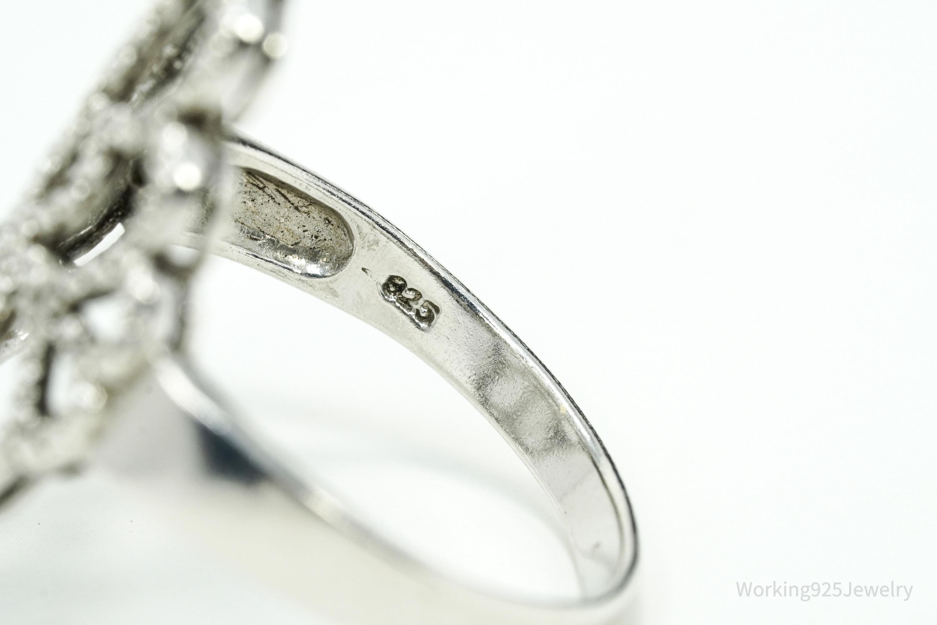 Vintage Diamond Sterling Silver Ring - Size 10