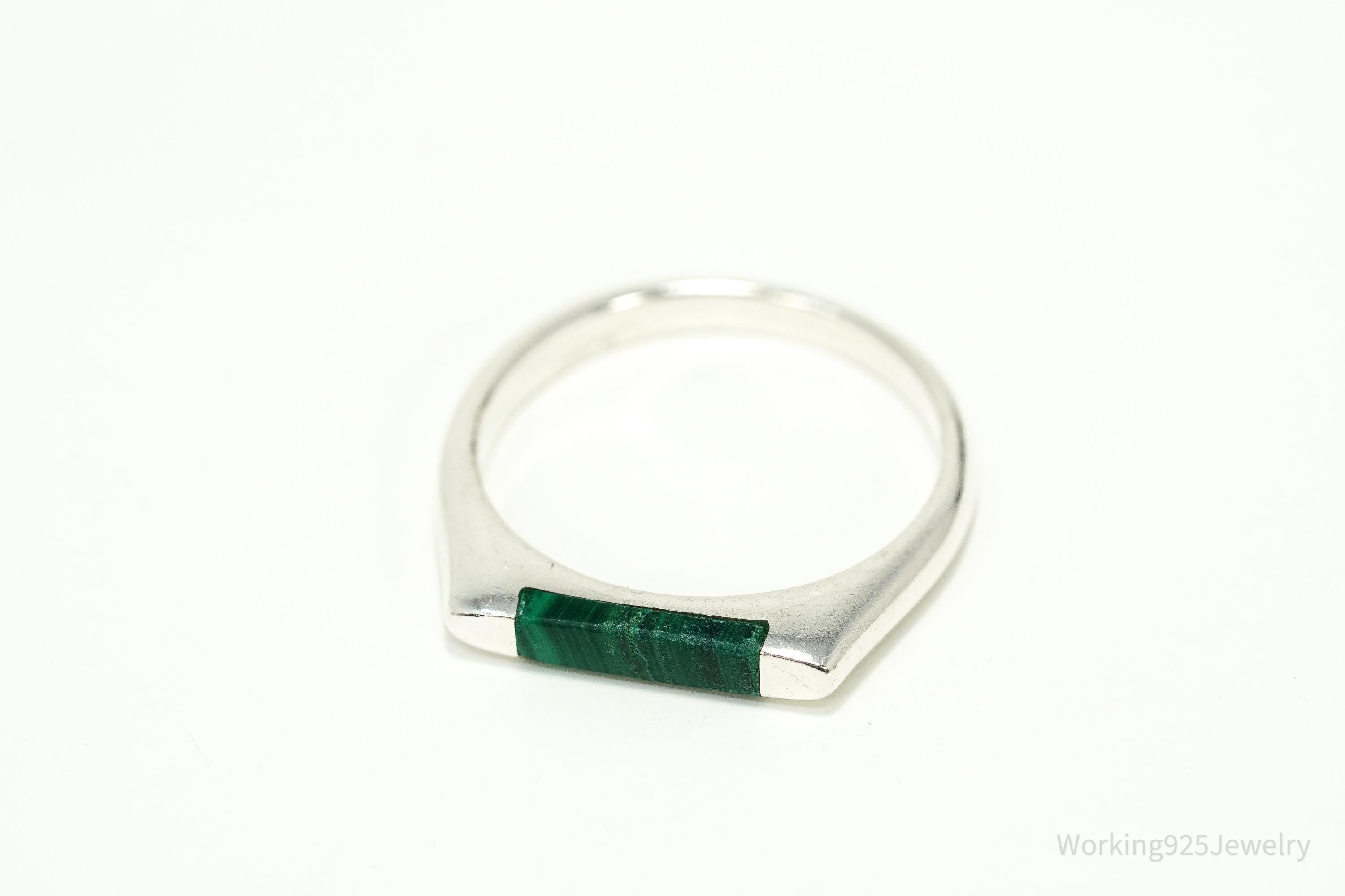 Vintage Malachite Sterling Silver Ring - Size 7