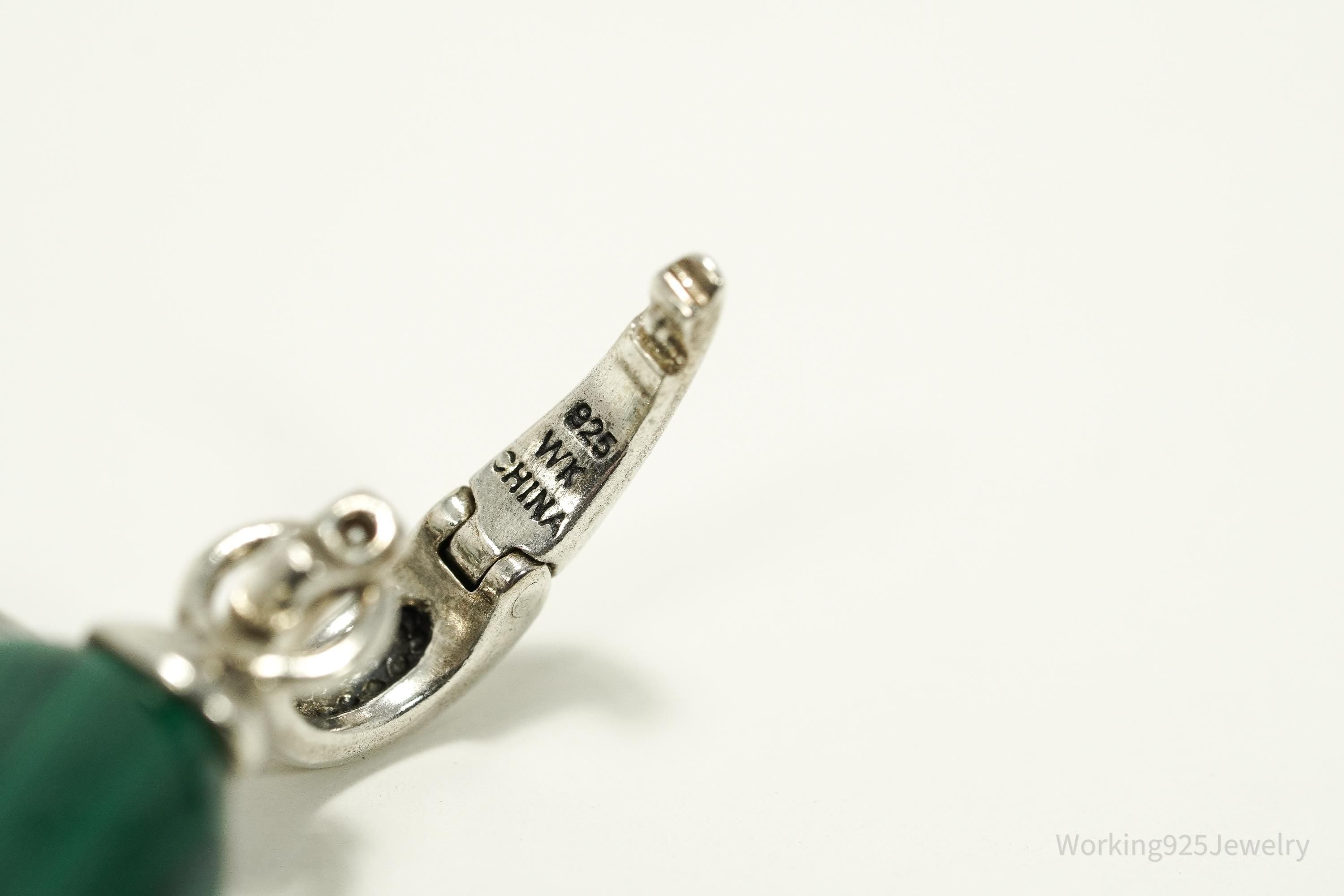 Large Whitney Kelly Teardrop Malachite Pendant • Vintage Sterling Silver Jewelry