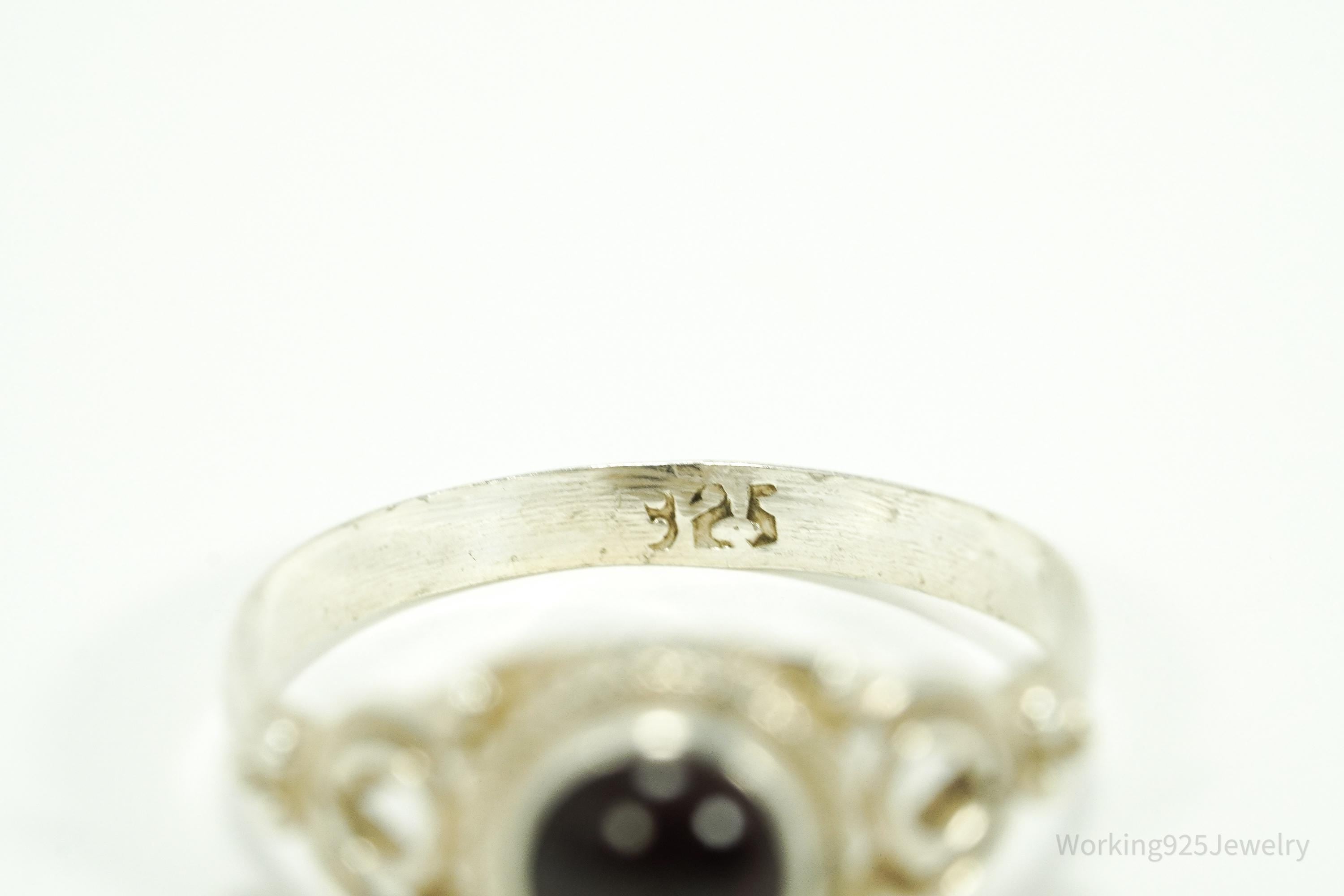 Vintage Rhodolite Garnet Sterling Silver Ring Size 7.25