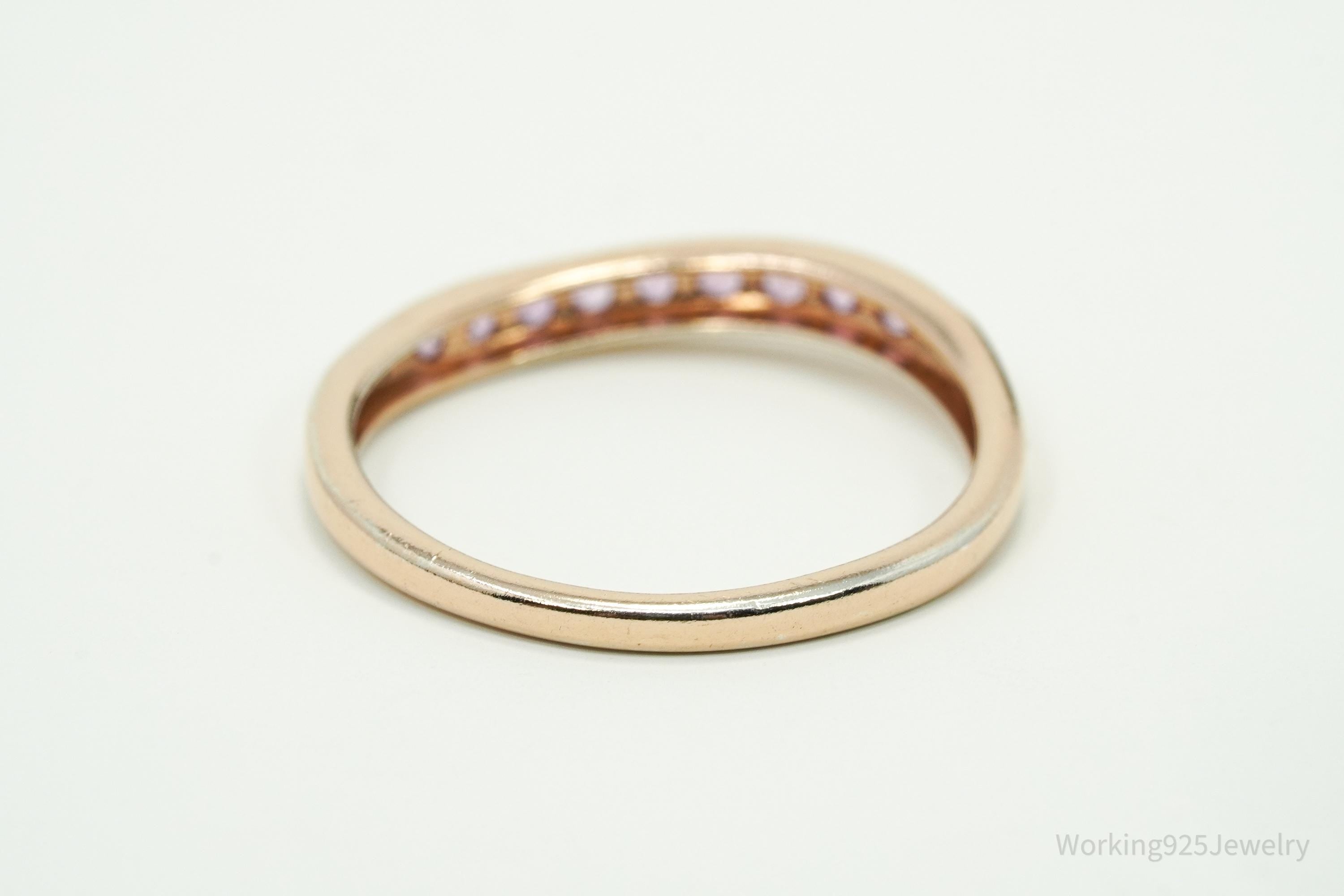 Vintage Ruby Rose Gold Vermeil Sterling Silver Ring - Size 10