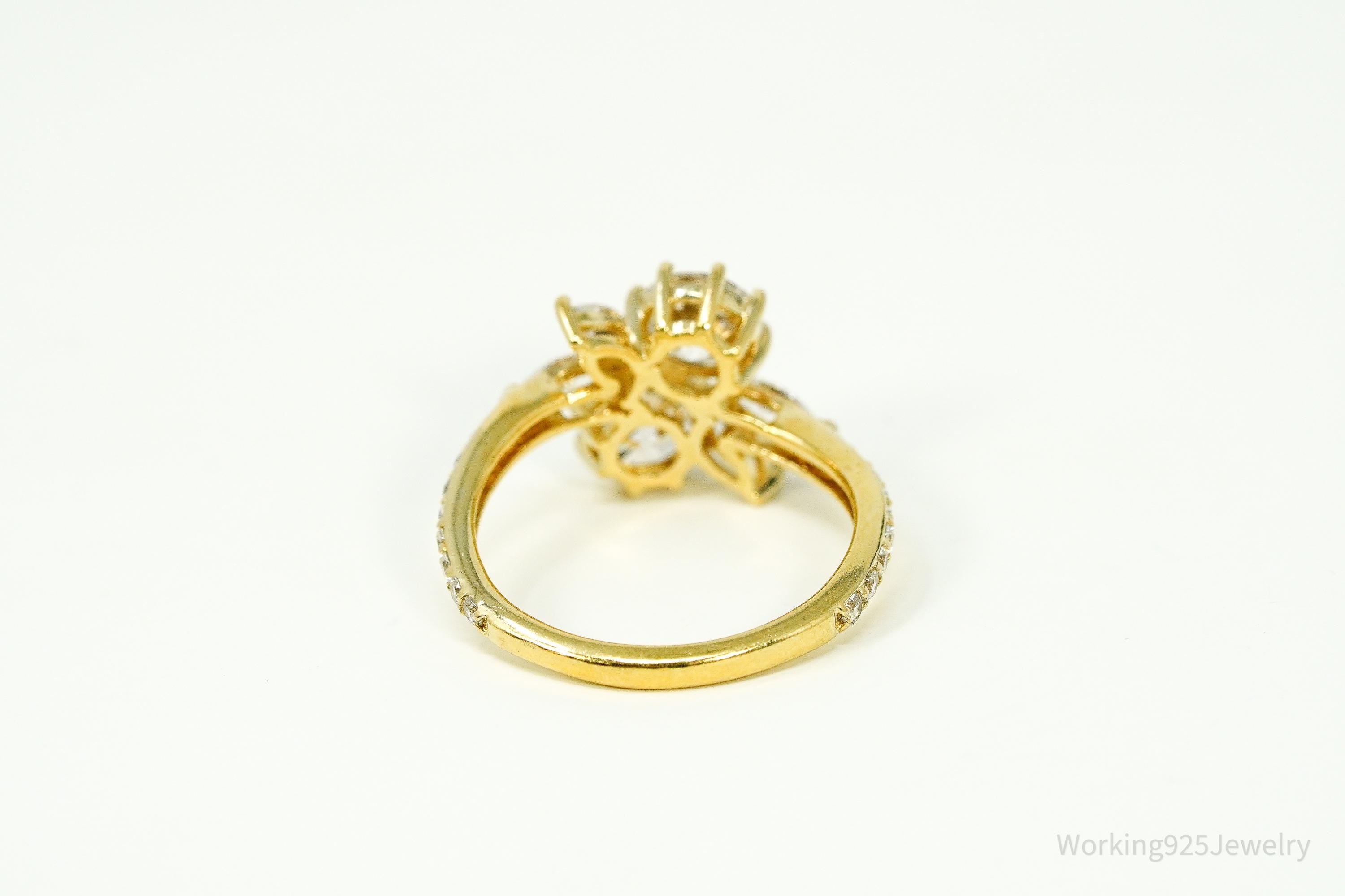 Vintage Jean Dousset Cubic Zirconia Gold Vermeil Sterling Silver Ring - Size 10.25