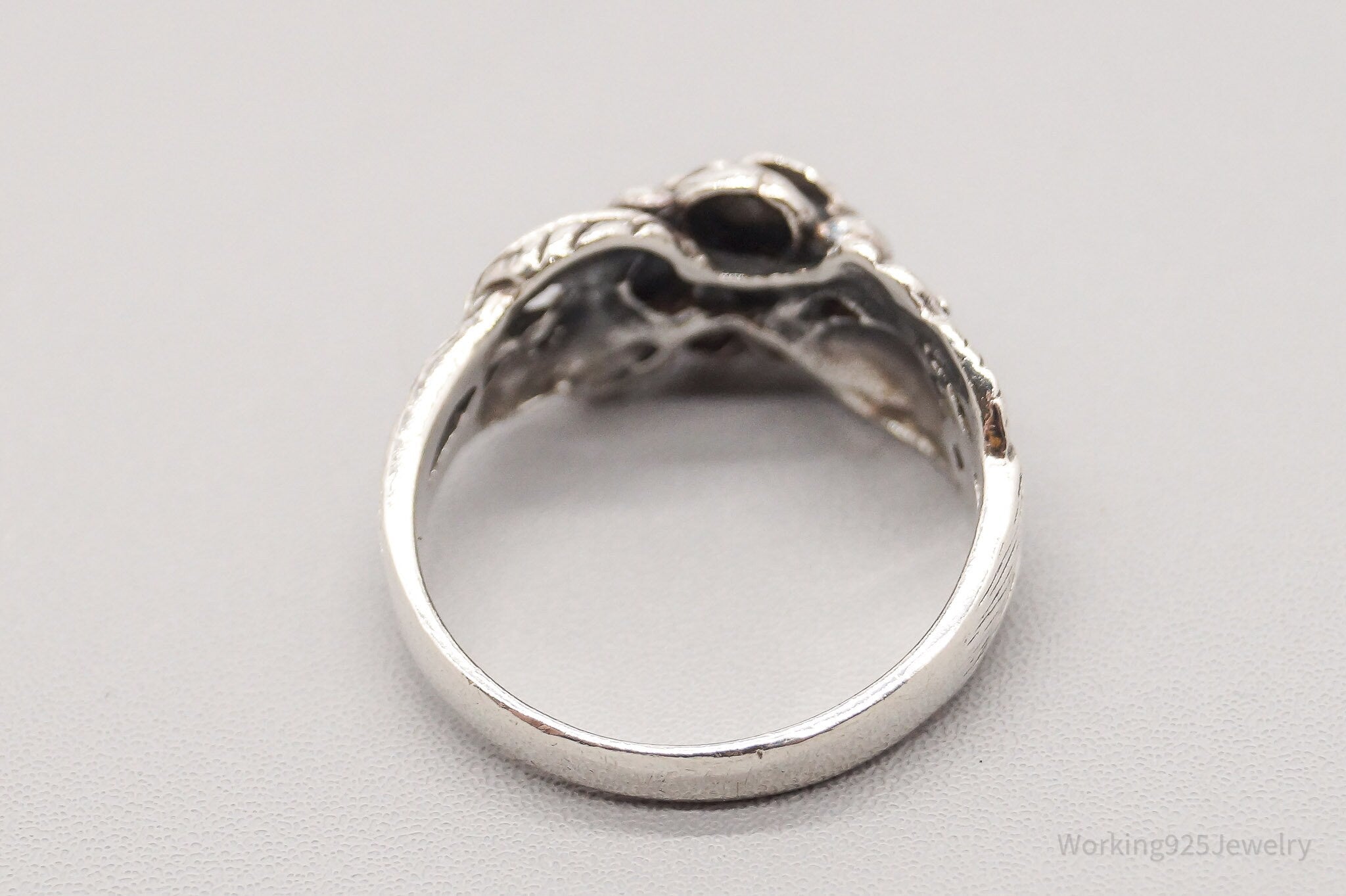 Vintage Flowers Sterling Silver Ring - Size 8.25