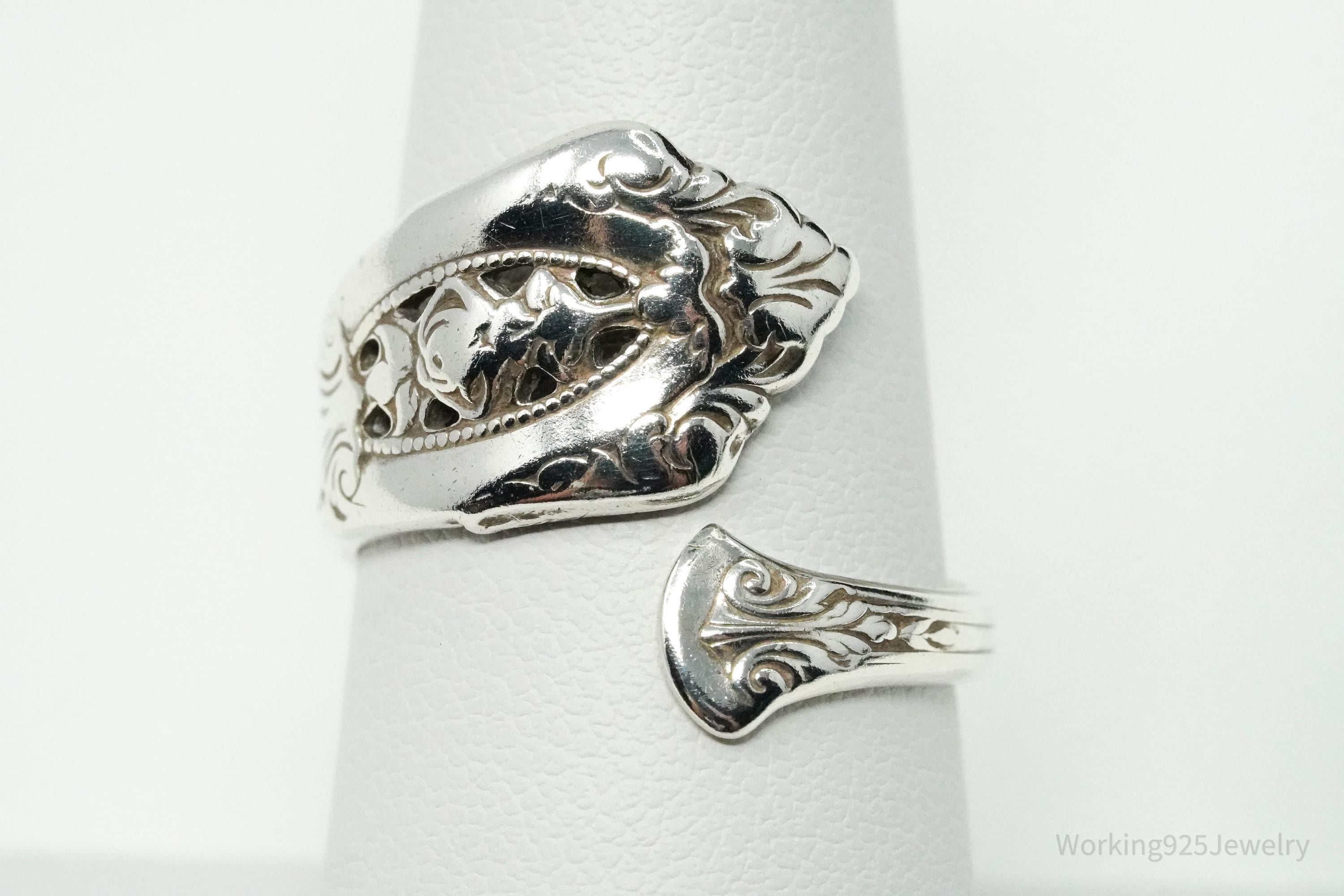 Antique Wallace Art Nouveau Sterling Silver Spoon Ring - Size 8