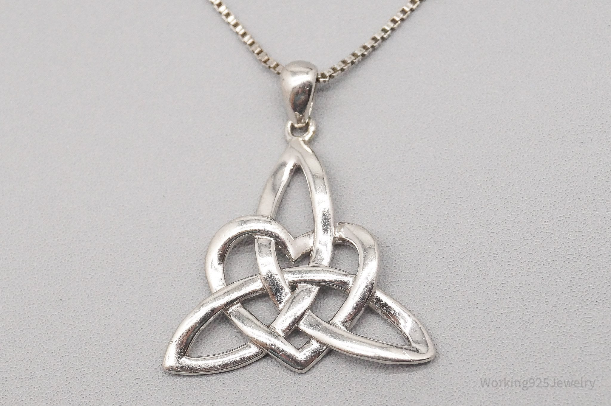 Vintage Celtic Love Knot Sterling Silver Necklace 20"